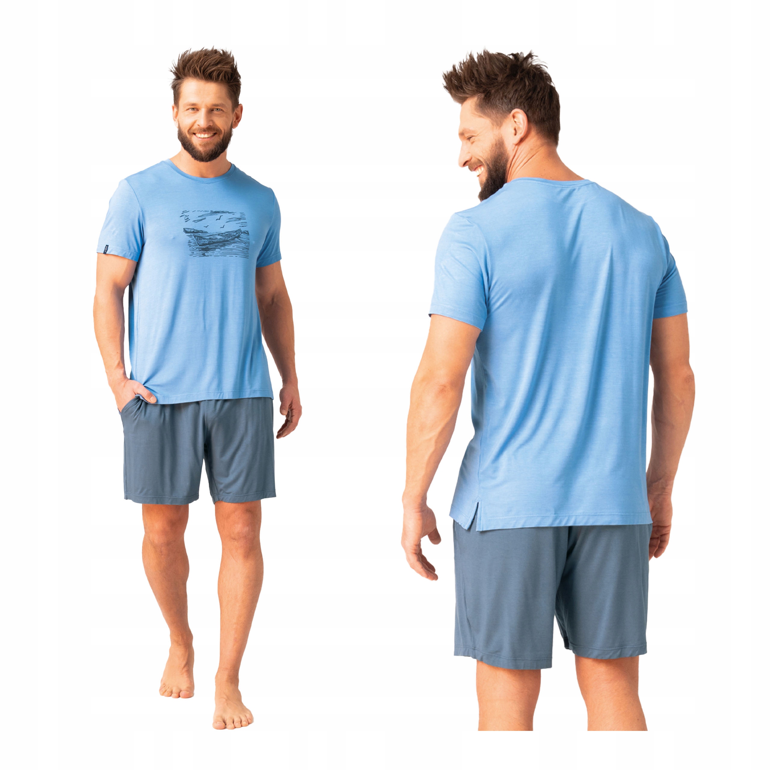 Pánské pyžamo s krátkým rukávem XL, krátké kraťasy, krátká viskóza Key