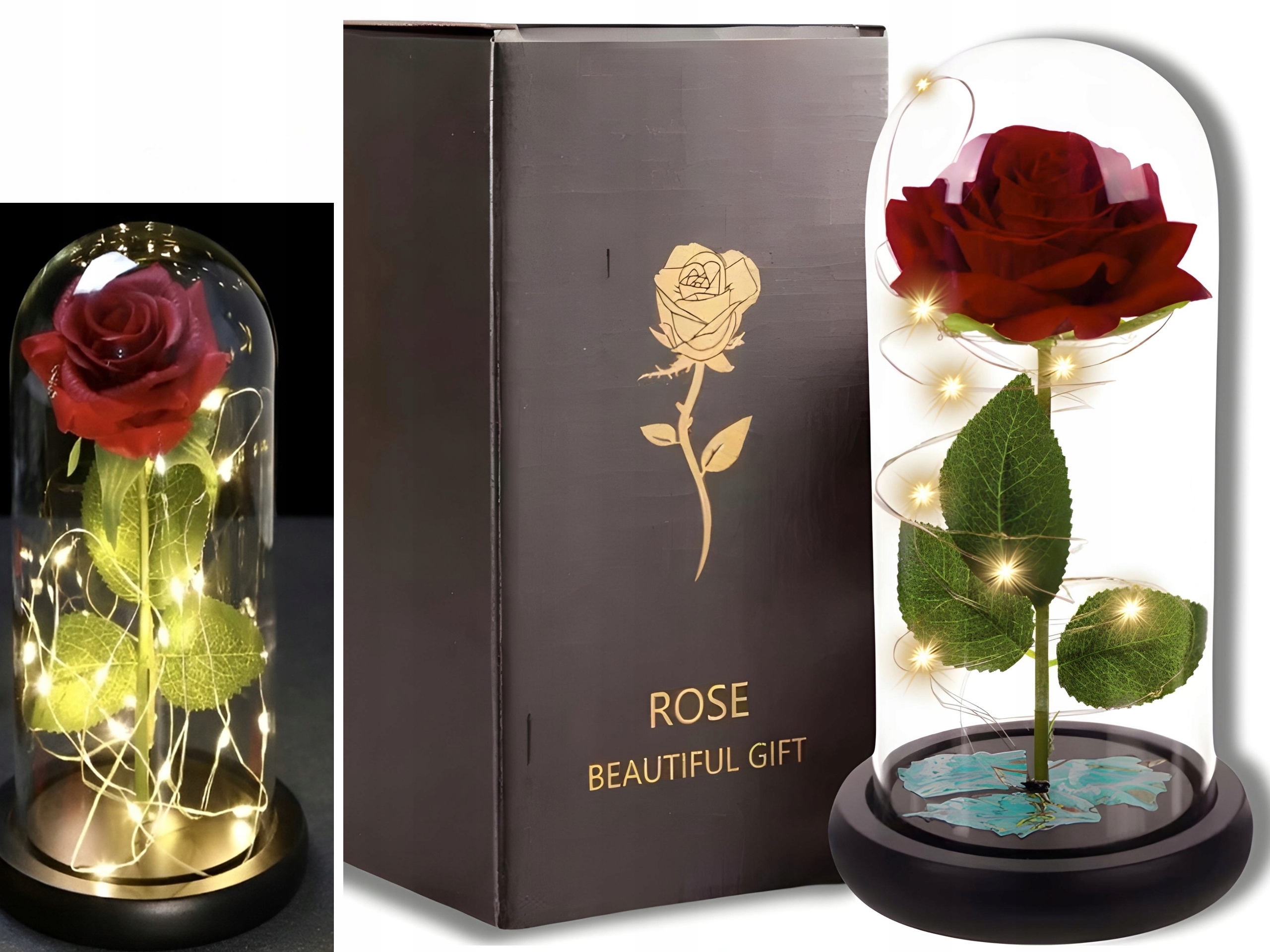 WIECZNA RÓŻA W SZKLE PREZENT CUDNA ŚWIECĄCA PREZENT NA RÓŻNE OKAZJE EAN (GTIN) 5900779943186
