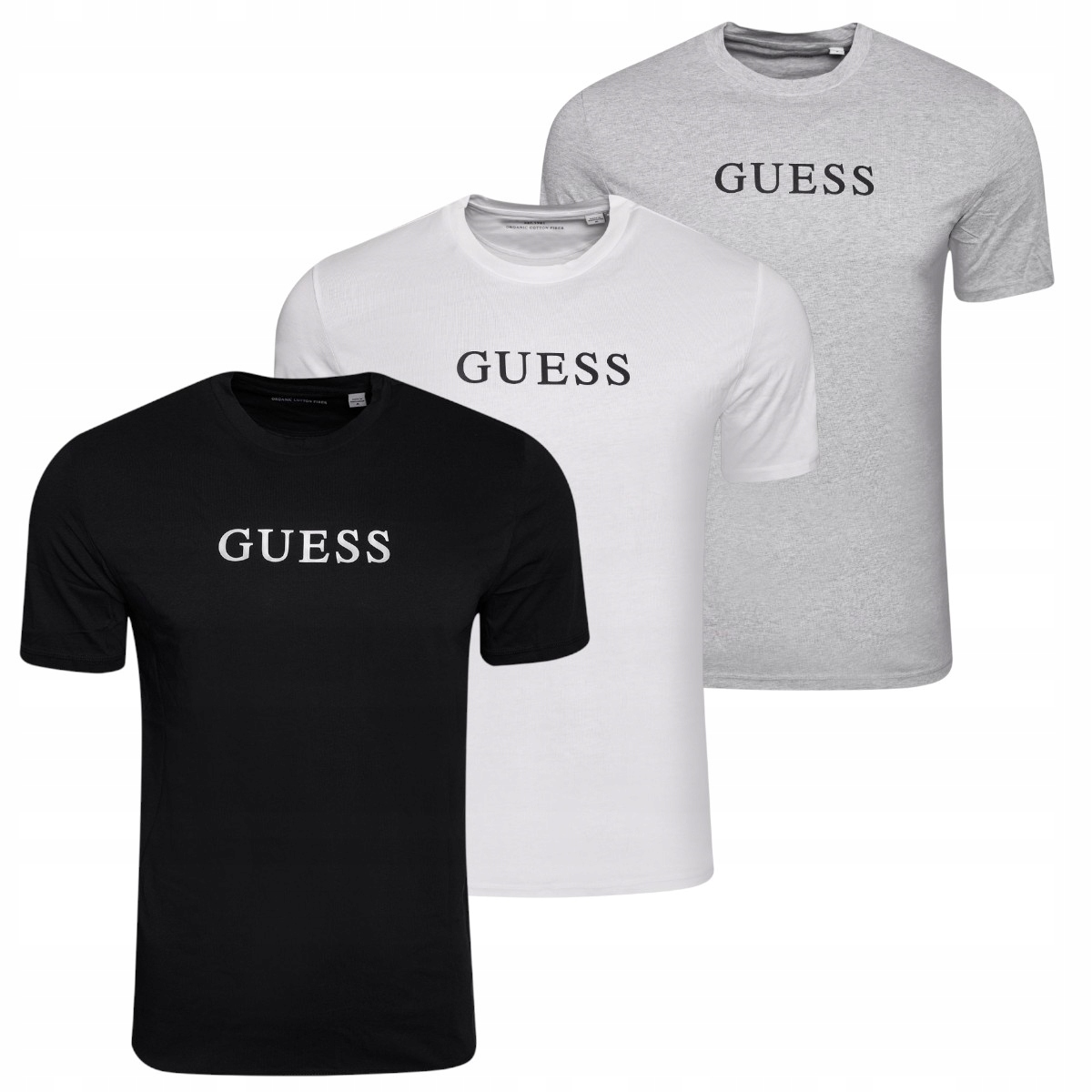Guess Pánské Tričko Tee Cn Logo 3PACK Černá/bílá/šedá vel. L