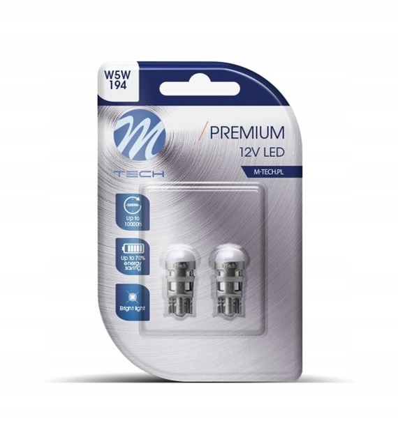 Żarówki Ledowe dioda M-tech T10 W5W 12V 5W5 Led Biała postojówki