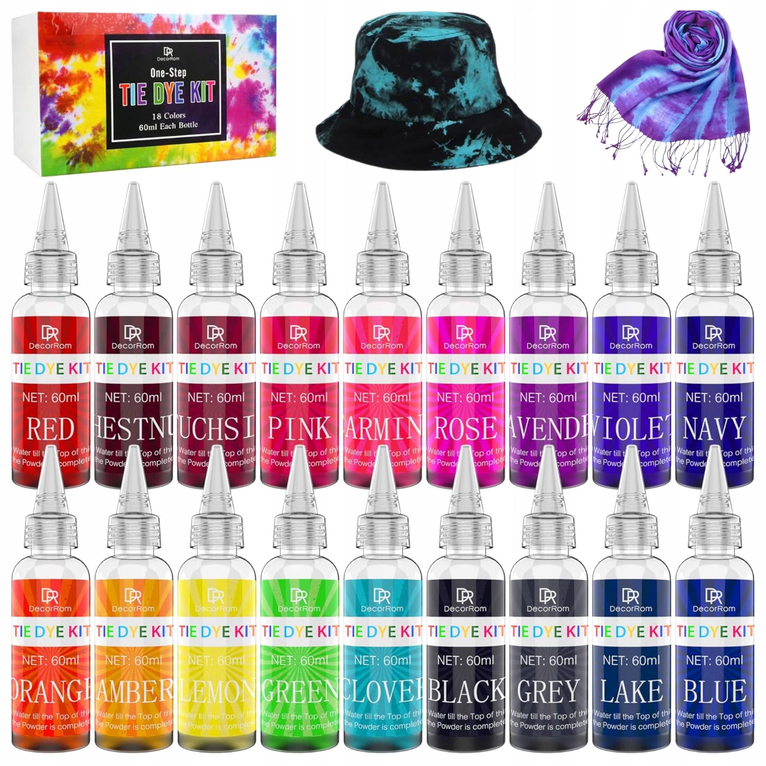 Sada Textilních Barviv Pro Malování Oblečení Tie-dye Diy 18X60 ML