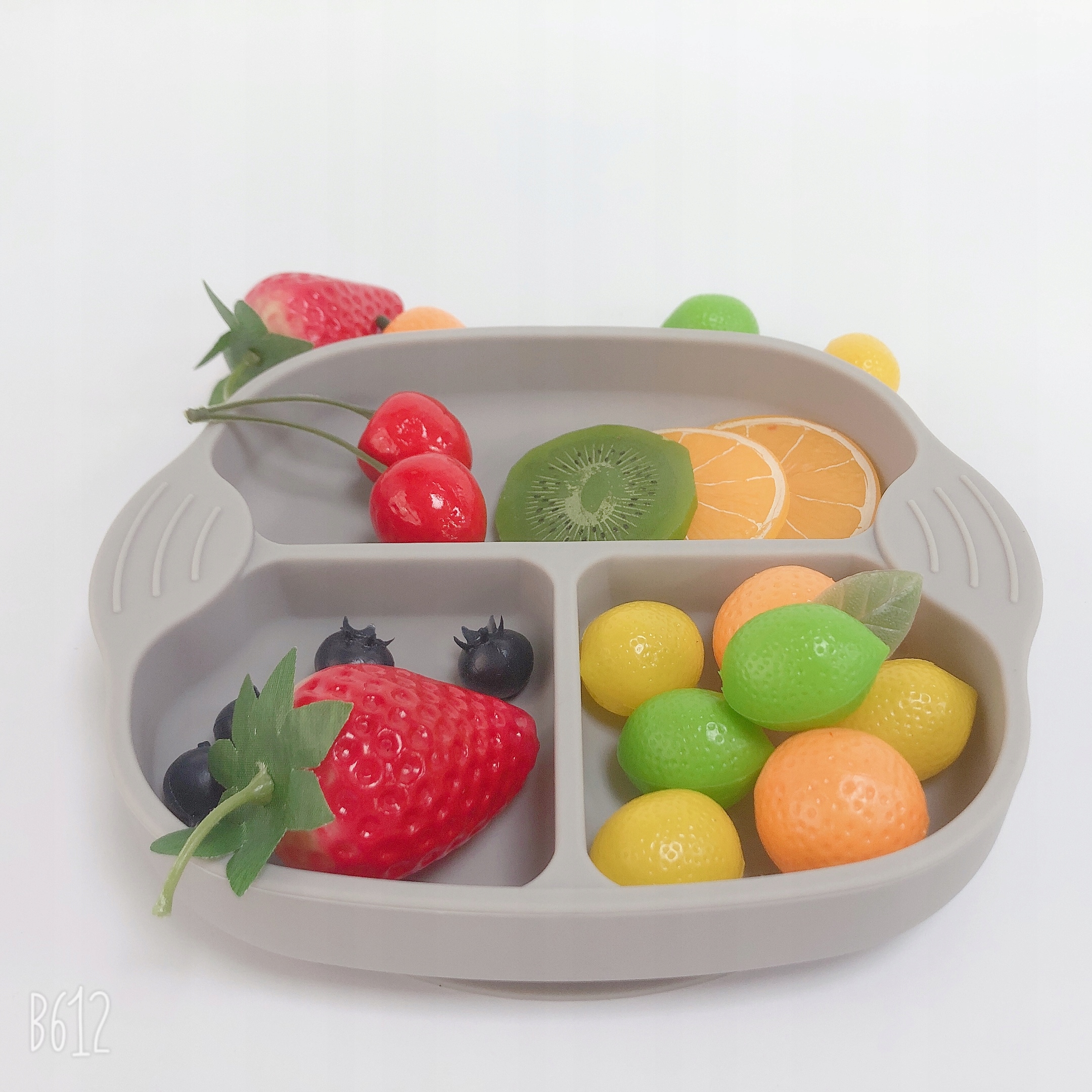 Silikonowy Talerzyk Dla Dziecka z Przedziałkami Przyssawką Silikon Różowy Marka inna marka