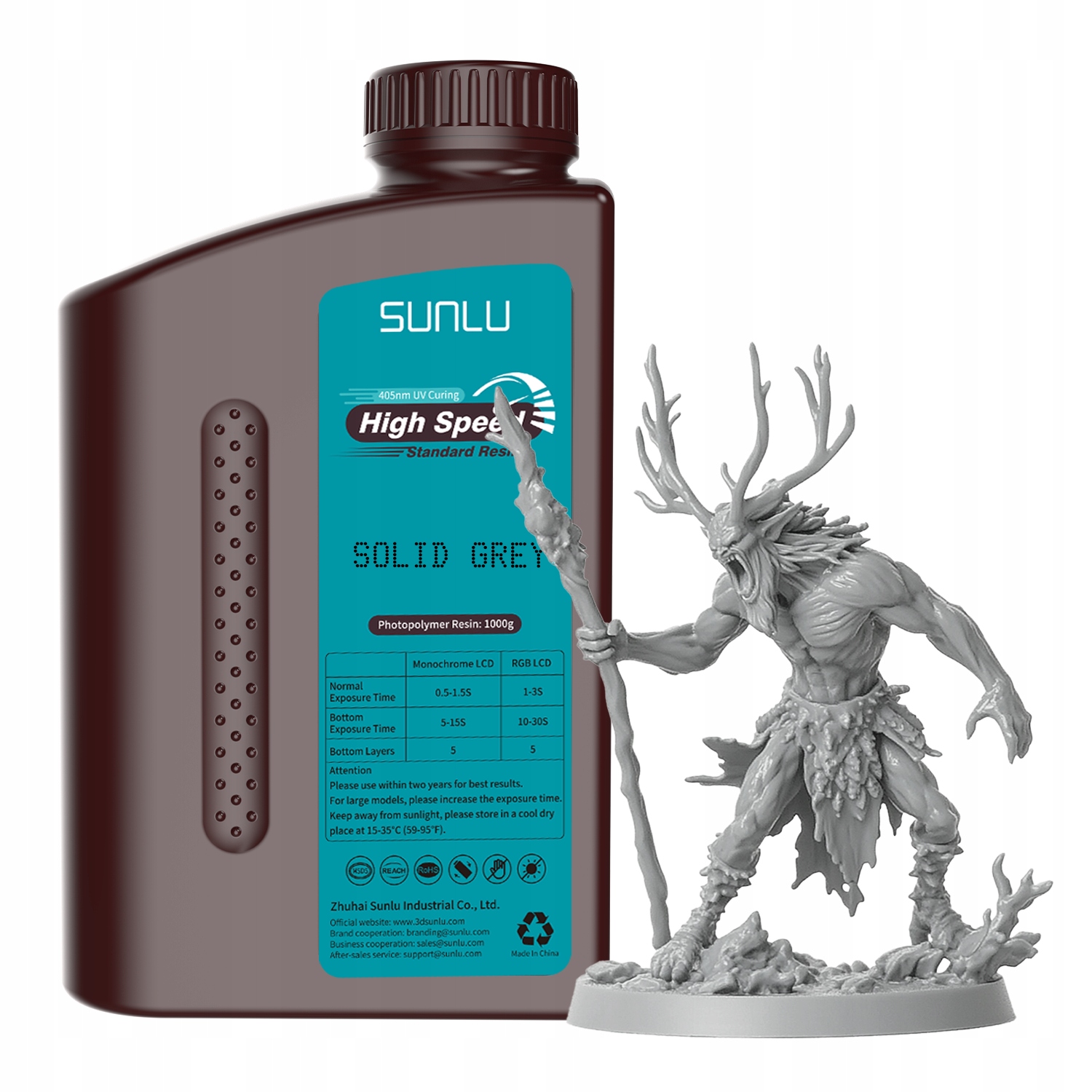 Żywica Uv Sunlu High Speed Standard Grey Szara 1kg 1L Do Drukarki 3D