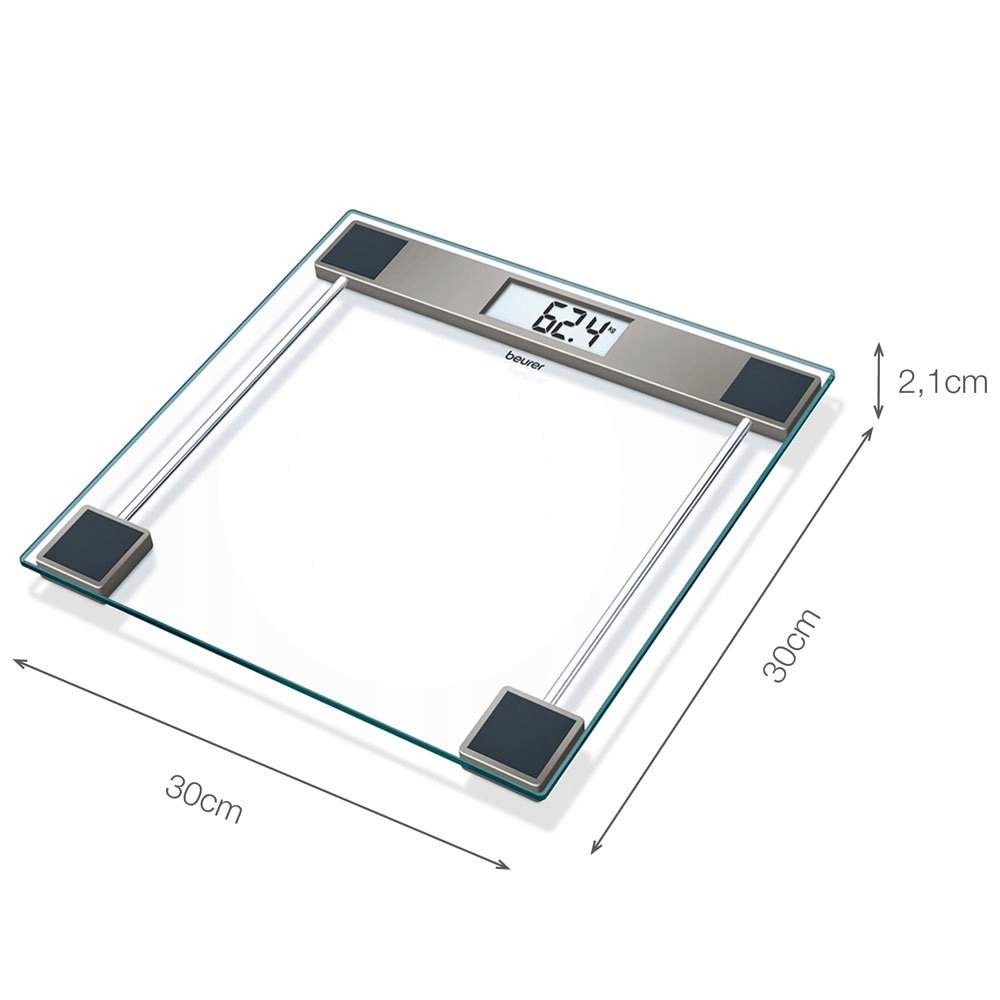 BEURER CRISTAL GS 11 WAGA SZKLANA CYFROWA LCD 150KG PRZEZROCZYSTA — miniatura 4