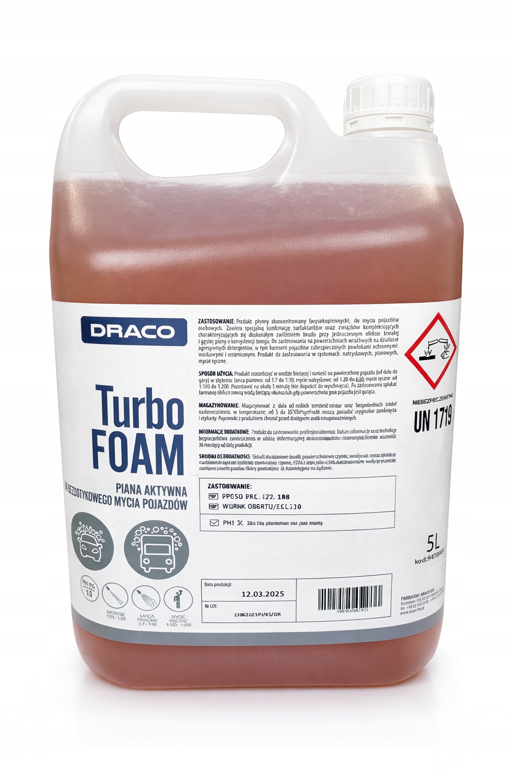 Draco Turbo Foam 5L – Mocna Piana Aktywna z Efektem Śniegu doMycia Pojazdów
