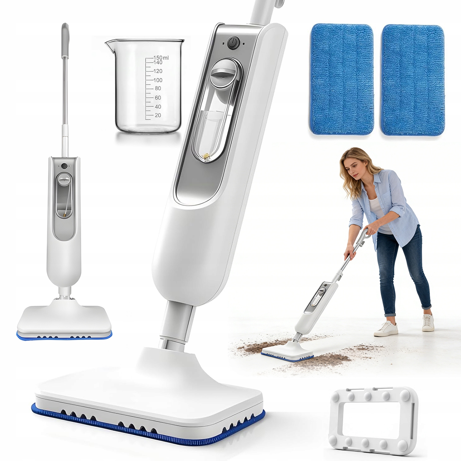 Multifunkční Elektrický Mop 1500 W 400 ML, Sada Rotačních Mopů Na Okna