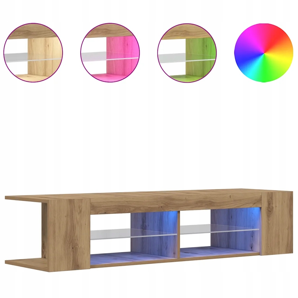 Szafka pod Tv z oświetleniem Led, dąb artisan, 135x39x30 cm