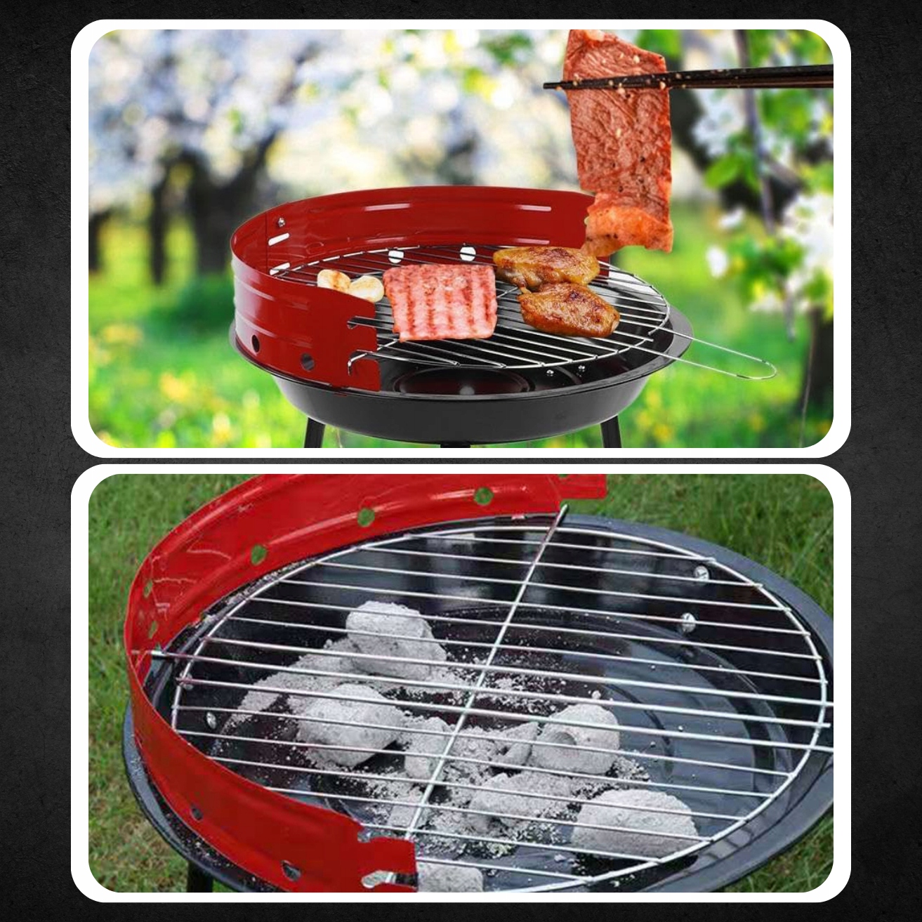 GRILL OGRODOWY WĘGLOWY DO OGRODU TARASU NA WĘGIEL SKŁADANY 35CM + RUSZT Szerokość rusztu 35 cm