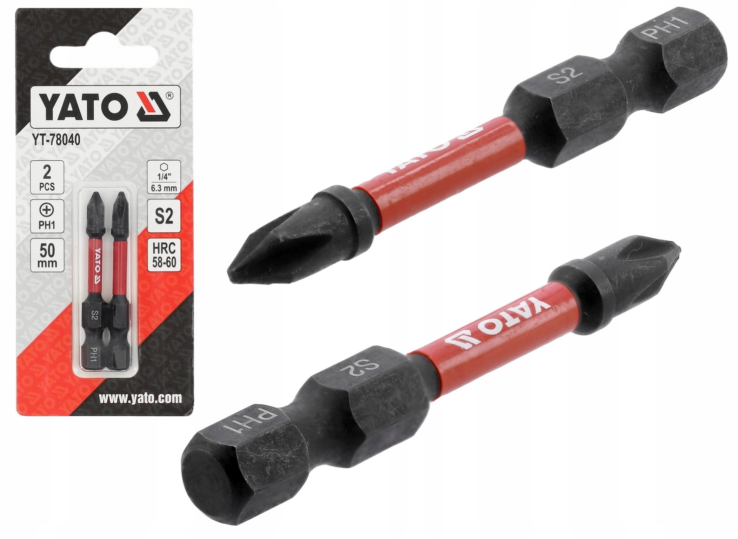 УДАРНЫЕ БИТЫ 1/4"X50 ММ PH1 2 ШТ.