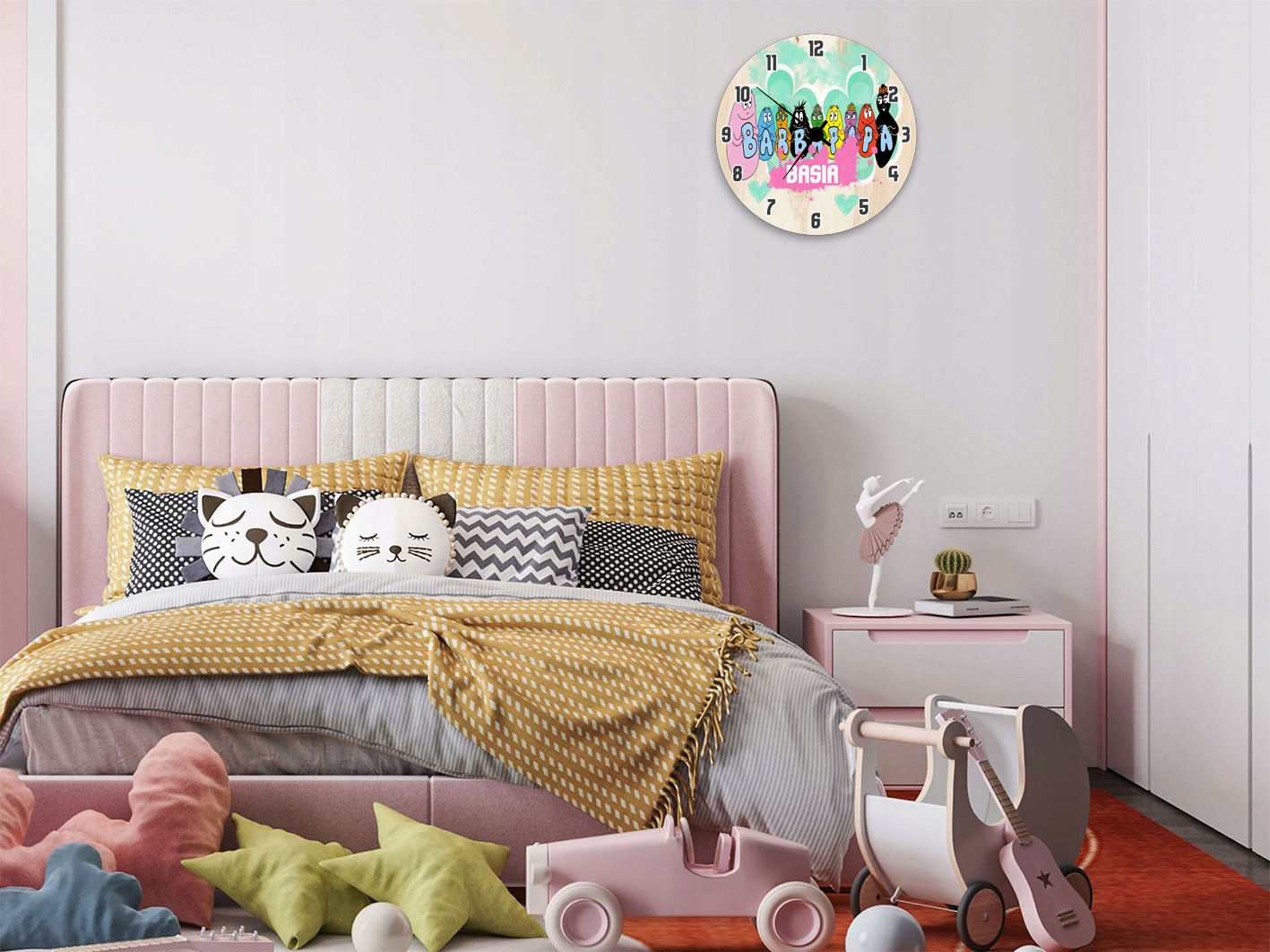 ZEGAR ścienny dla dzieci BARBAPAPA IMIĘ ŚWIĘTA Y4 Zasilanie baterie