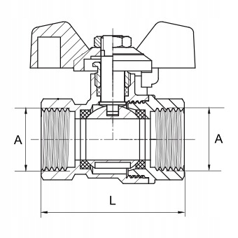 ZAWÓR KULOWY 1" CAL WW DŁAWIK MOTYLEK HISZPAN Marka Diamond
