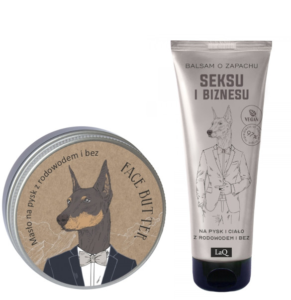 LAQ DOBERMAN FOR MEN KREM MASŁO DO TWARZY 50ml + BALSAM DO CIAŁA 200ml