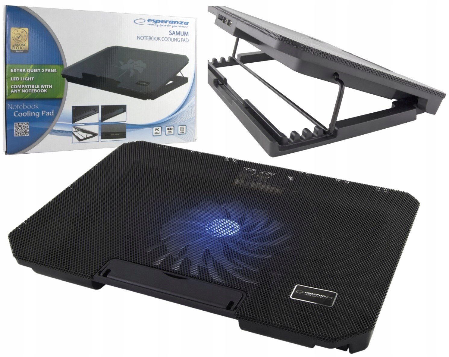 PODKŁADKA PODSTAWKA CHŁODZACA POD LAPTOPA NOTEBOOKA Z REGULACJA WENTYLATOR