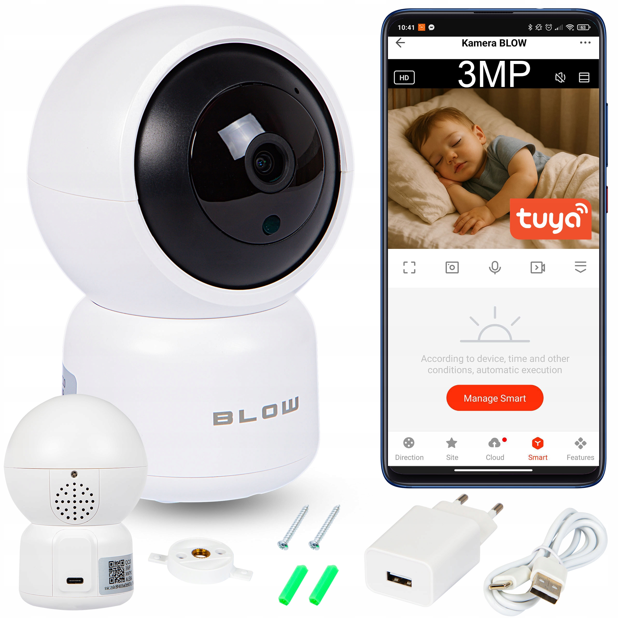 Otočná Kamera Wifi Ip 3MP Audio Ultra Hd Chůvička Tuya Smart