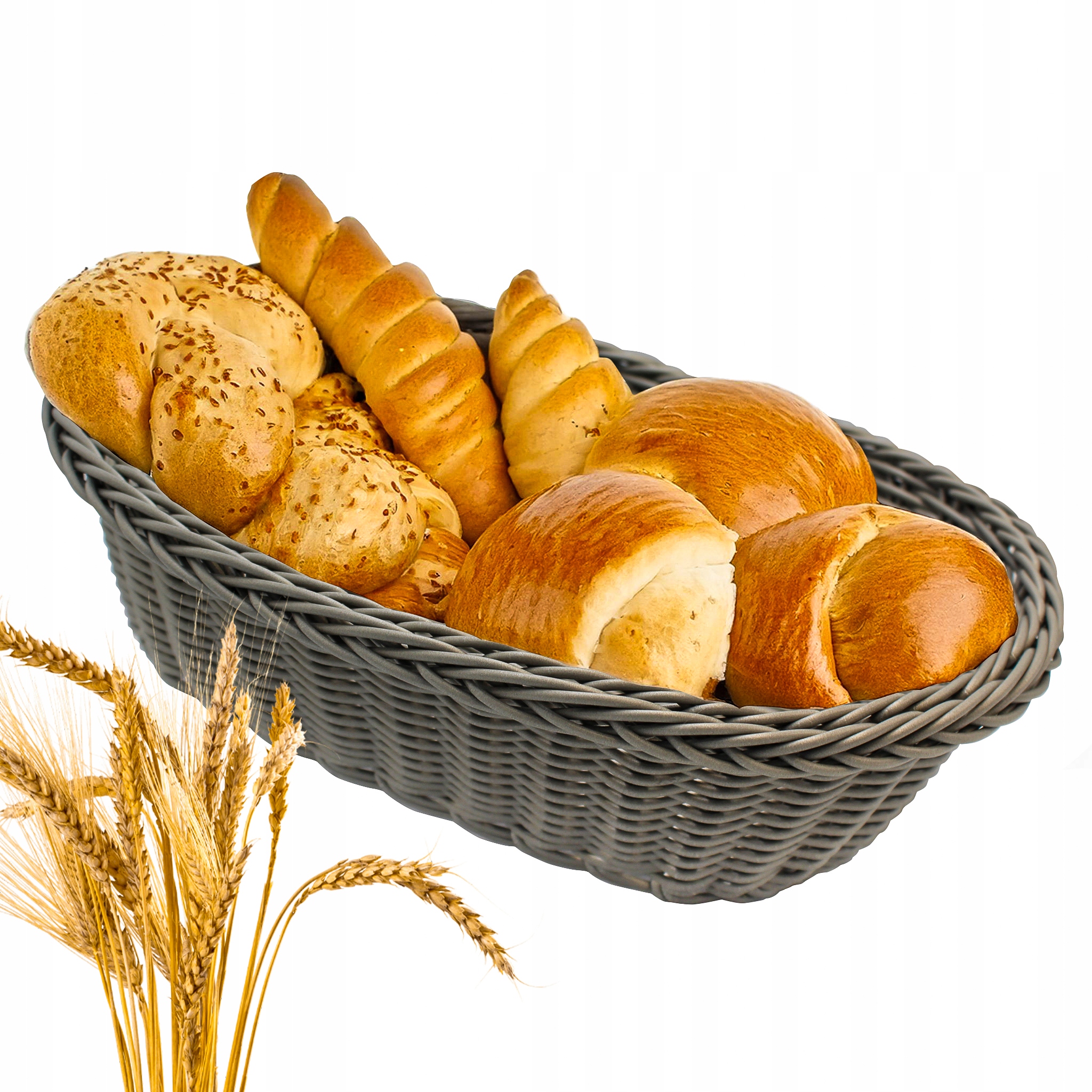 KOSZYK KOSZYCZEK NA STÓŁ PIECZYWO CHLEB SZTUĆCE OWALNY SZARY