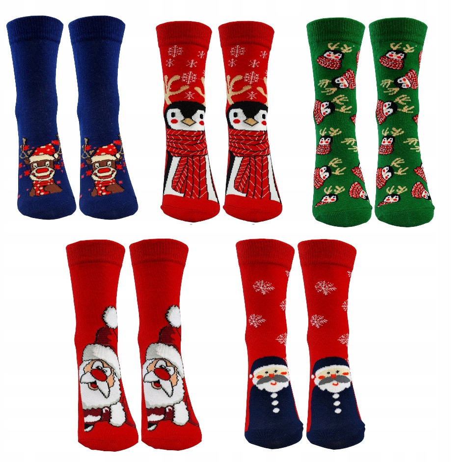 

5x Skarpetki Na Mikołaja Dziecięce Świateczne Miłe