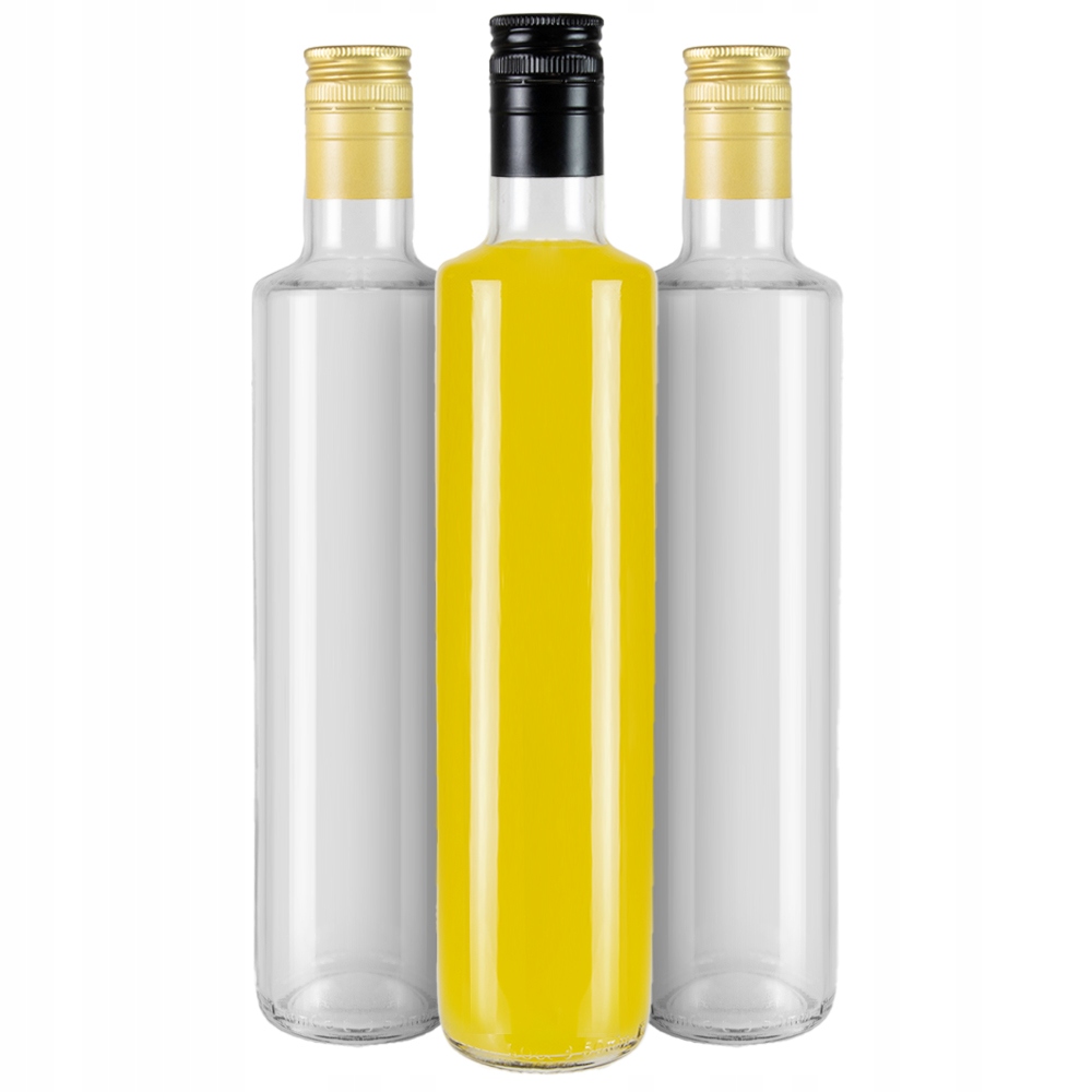 50 x Fľaše Sklenená Dorica 500 ml Bezbarevná na olivový olej, tinktúry, ocot, šťava 0,5 l