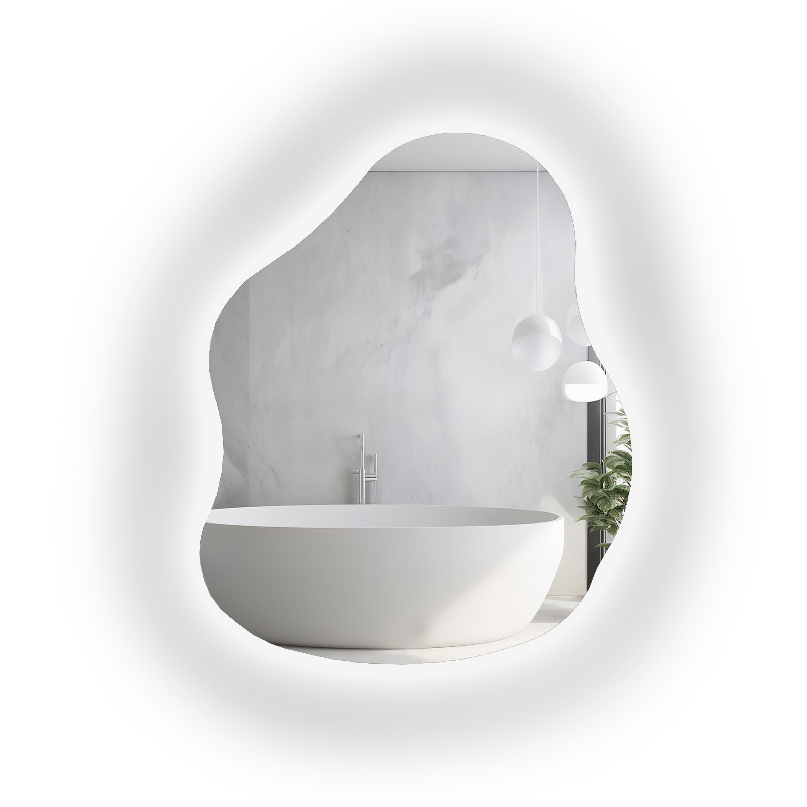 Zrcadlo nepravidelné Stone Led s dotykovým spínačem 100 x 129 cm Led skvrna