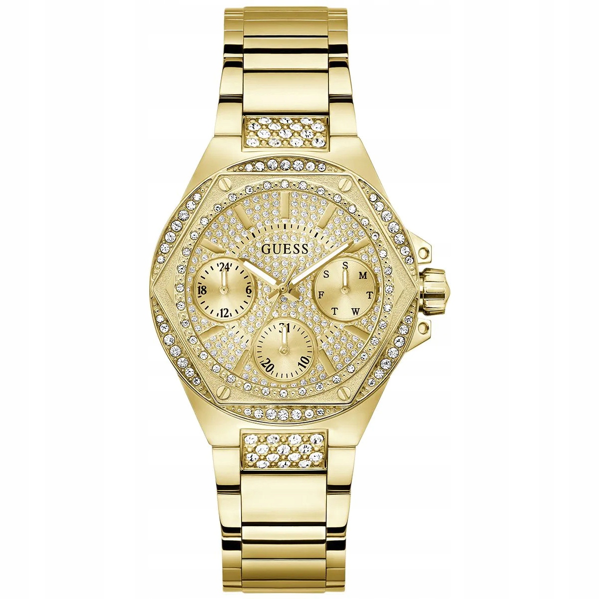 Dámské hodinky Guess GW0878L2 Zirkony a zlatým pouzdrem
