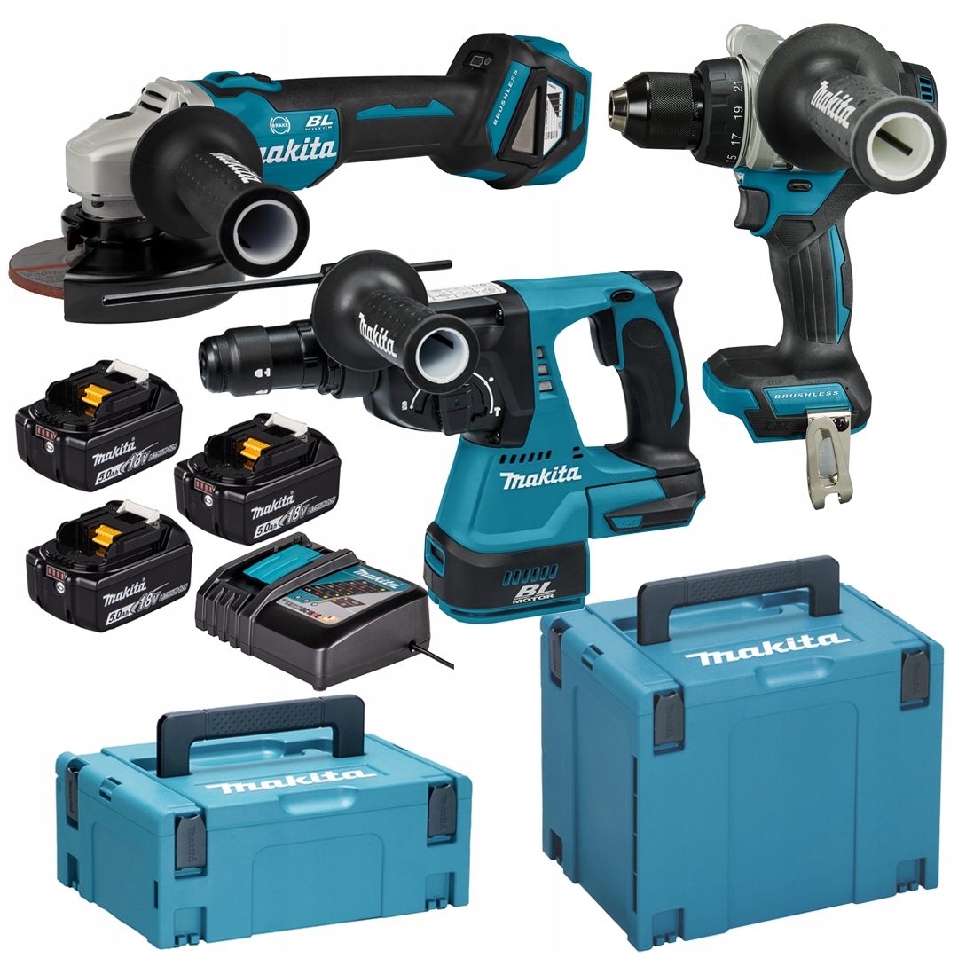 Sada Makita DLX3202TJ 18V Lxt 3x5Ah – DGA506 DDF492 DHR243, 2 kufry