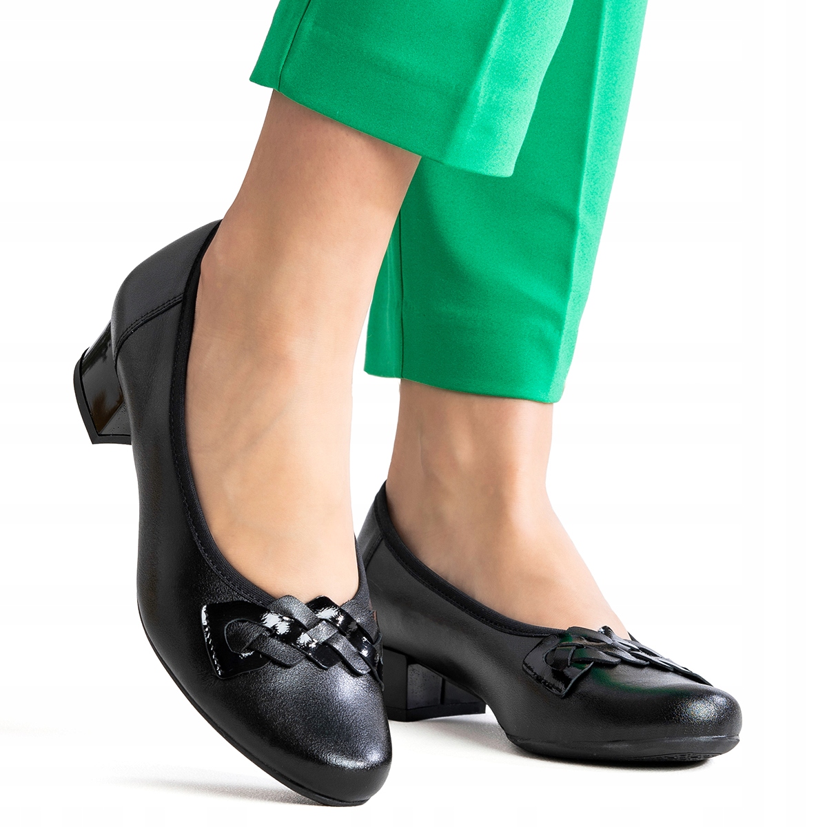 Boty na podpatku polobotky stabilní Kožené pohodlné Wojtyłko 38,5