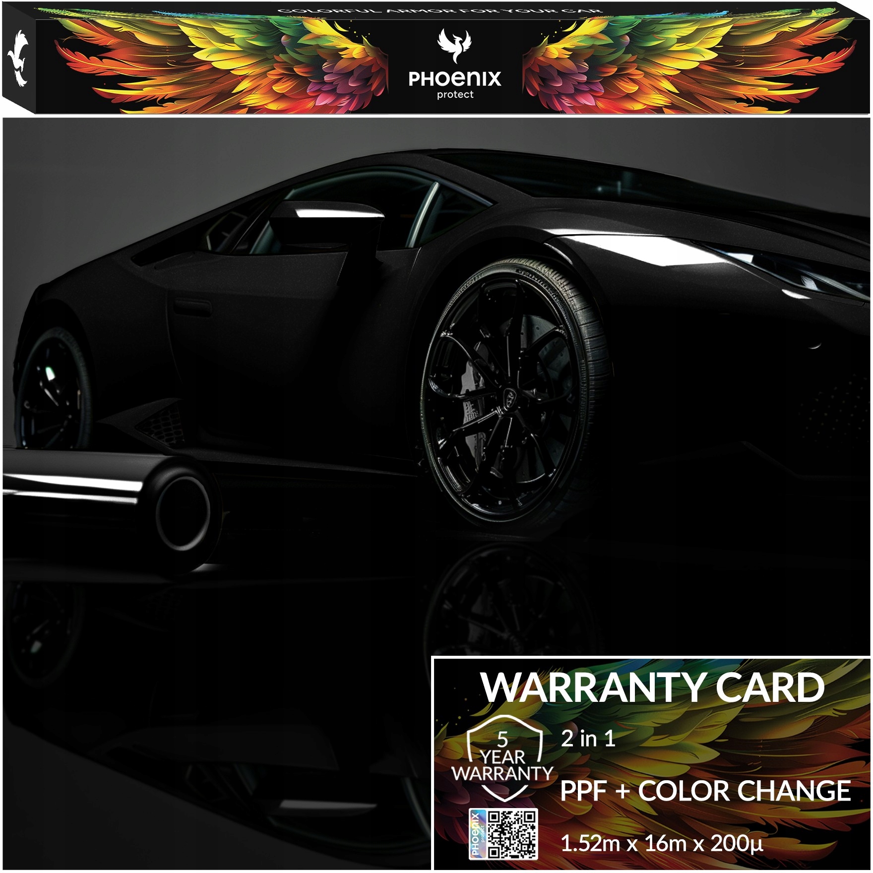 Farebná fólia Ppf Phoenix Protect Zmena farby auta Metallic Black