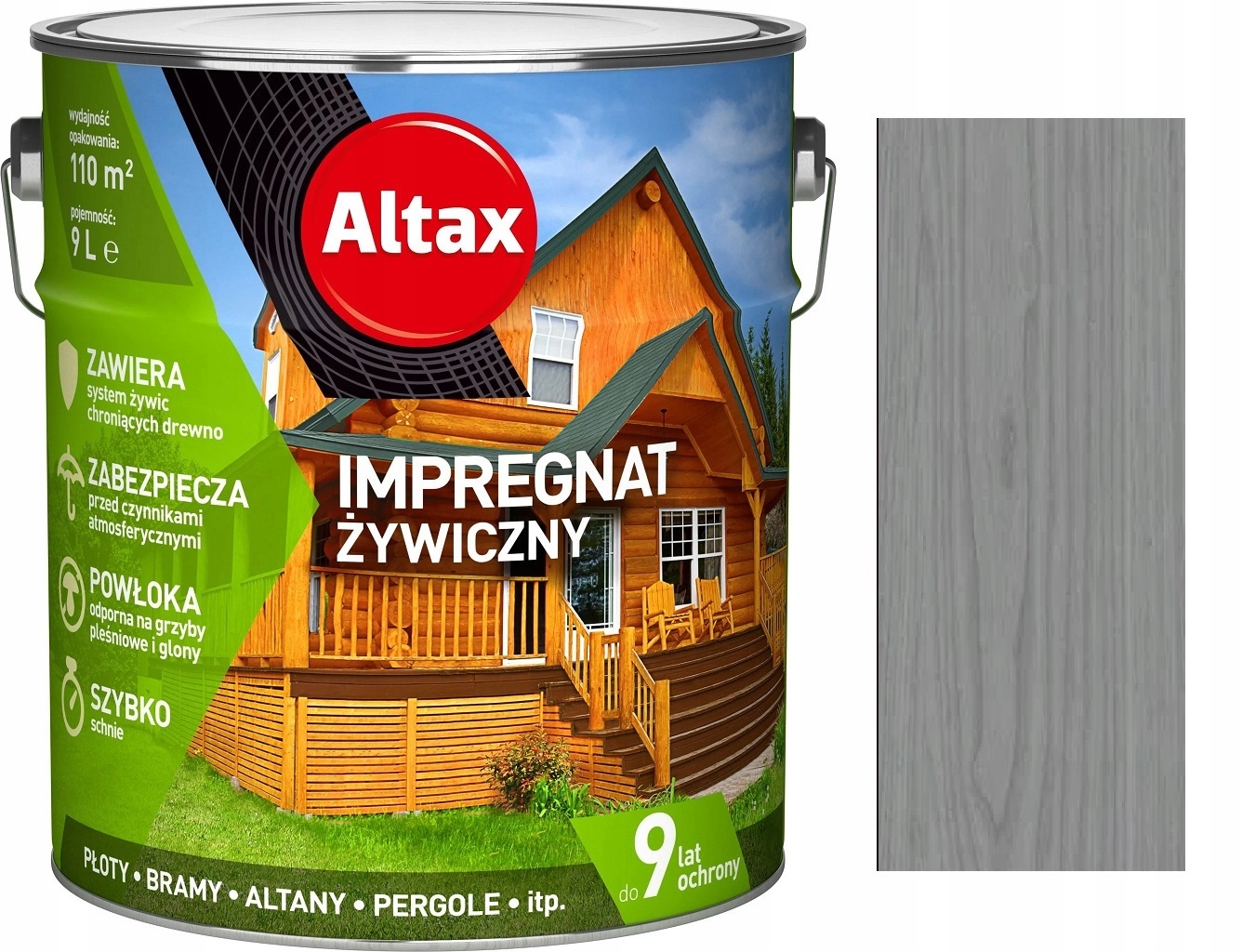 Altax Impregnat Żywiczny Do Drewna 9L Szary