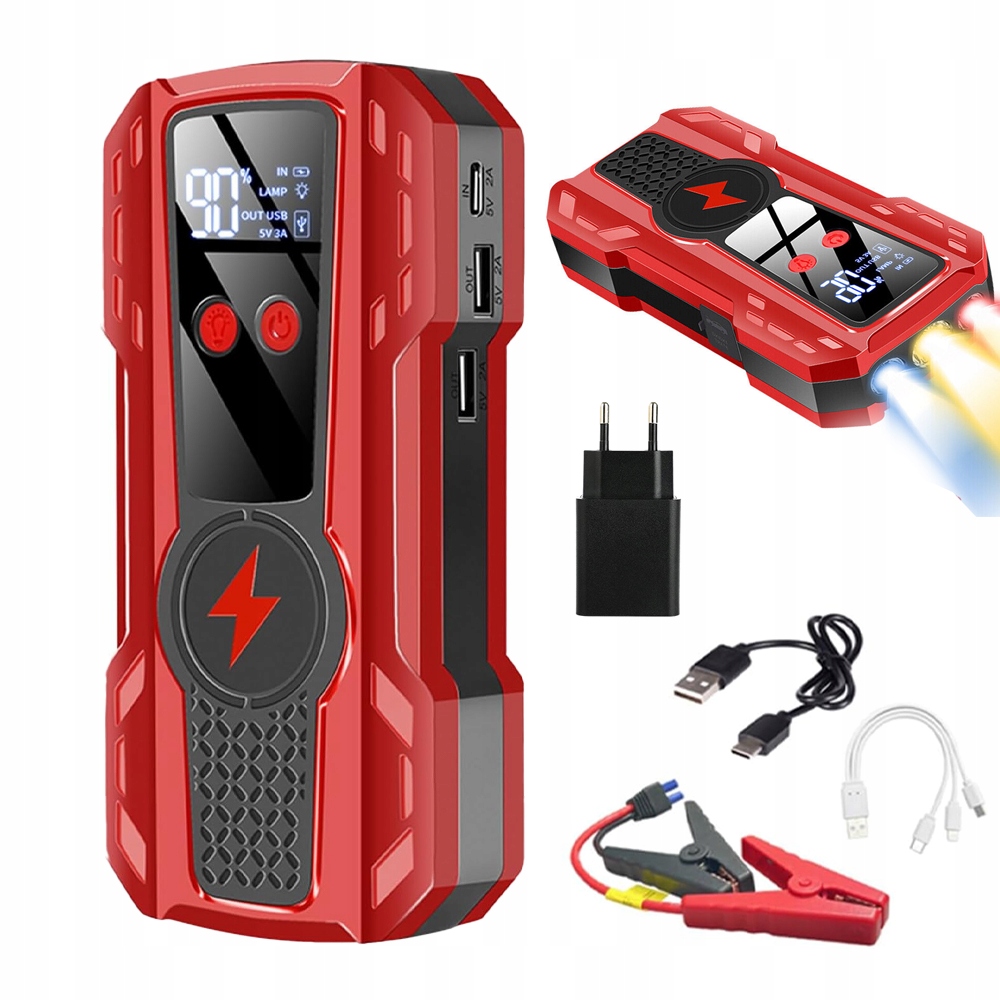 Mocny Jump Starter Powerbank Rozruch Booster Kable Latarka Zestaw 99900MAH