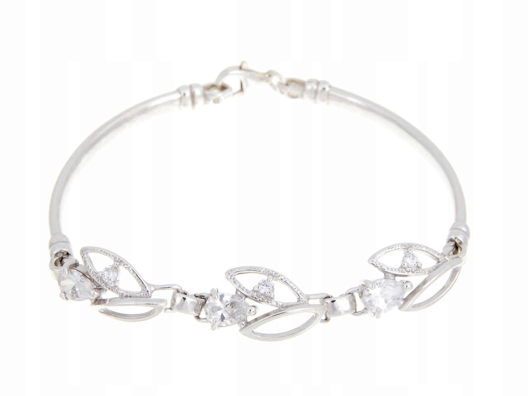 Krásný Stříbrný Náramek Se Zirkony 19 CM