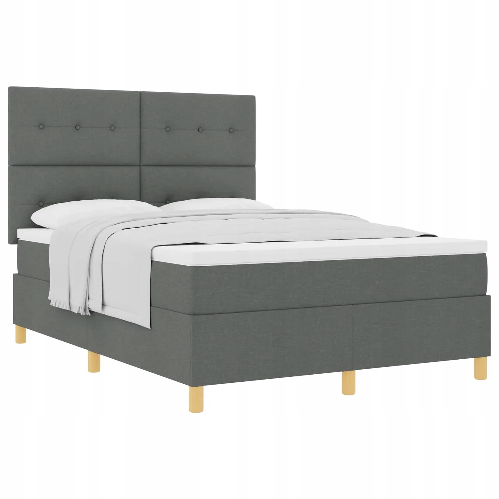 Postel Box Spring s matrací 140 x 200 cm tmavě šedá s knoflíčky