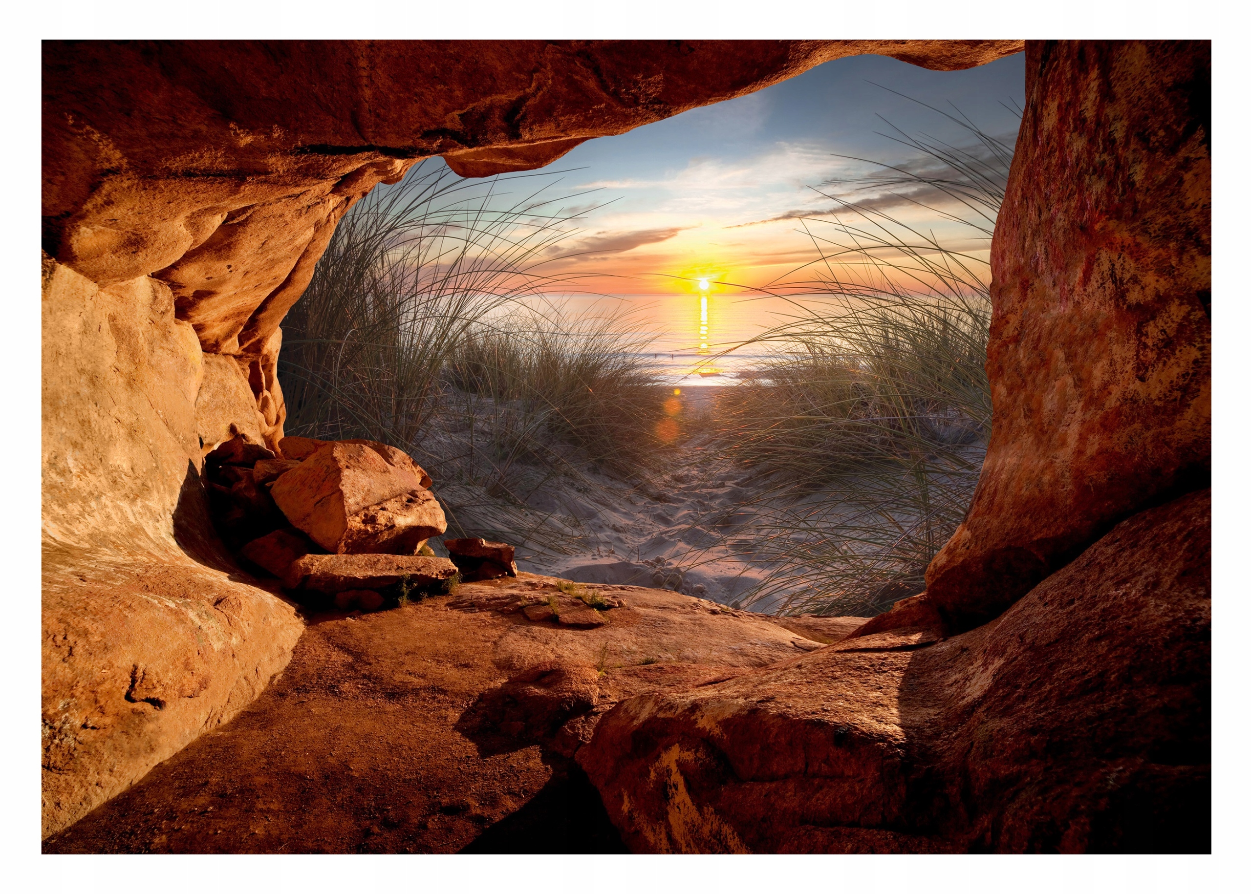 Fototapeta 3D Pohled Z Jeskyně Moře Pláž 416x254