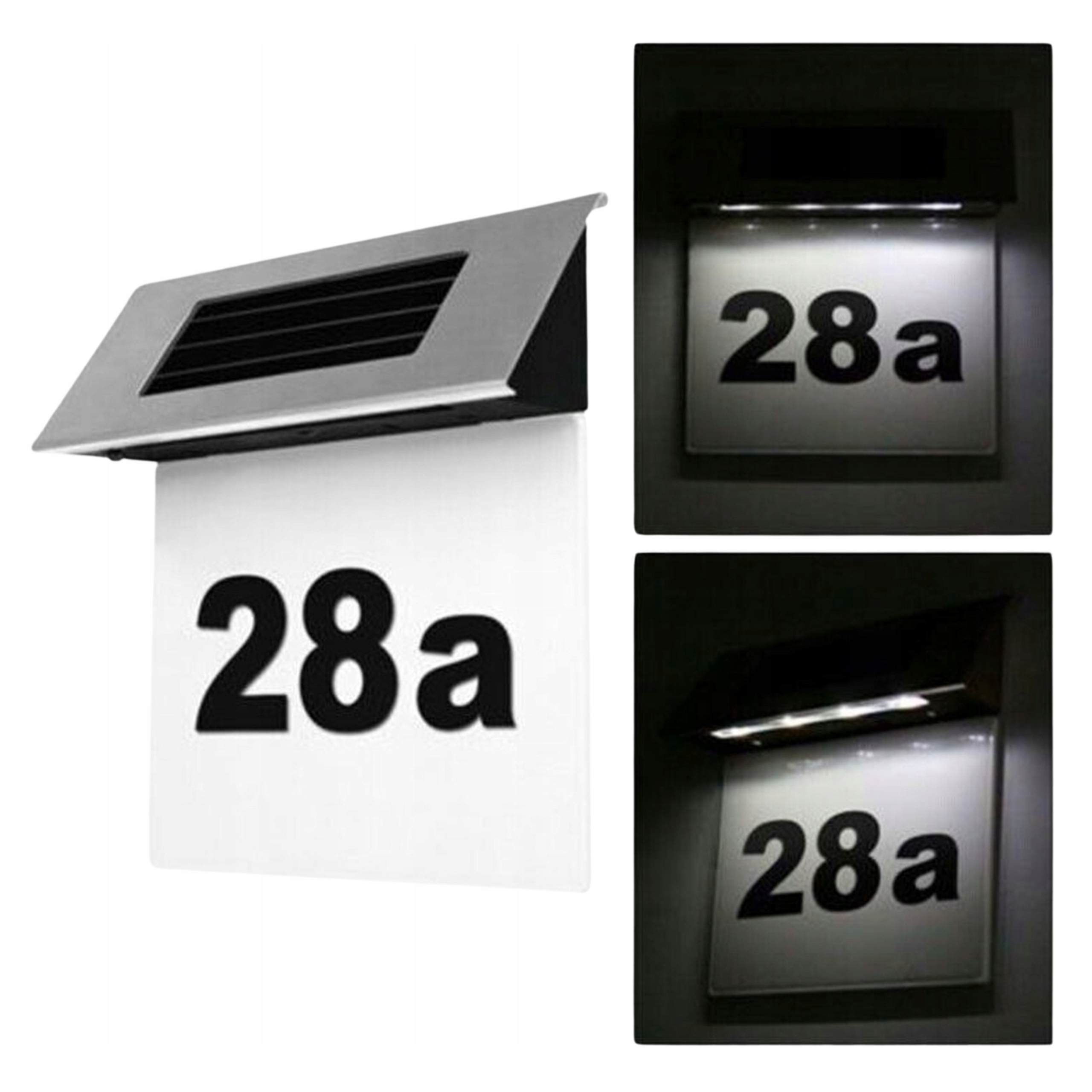 PODŚWIETLANY NUMER DOMU LED SOLARNY TABLICZKA Z NUMEREM NA DOM 20x18 cm