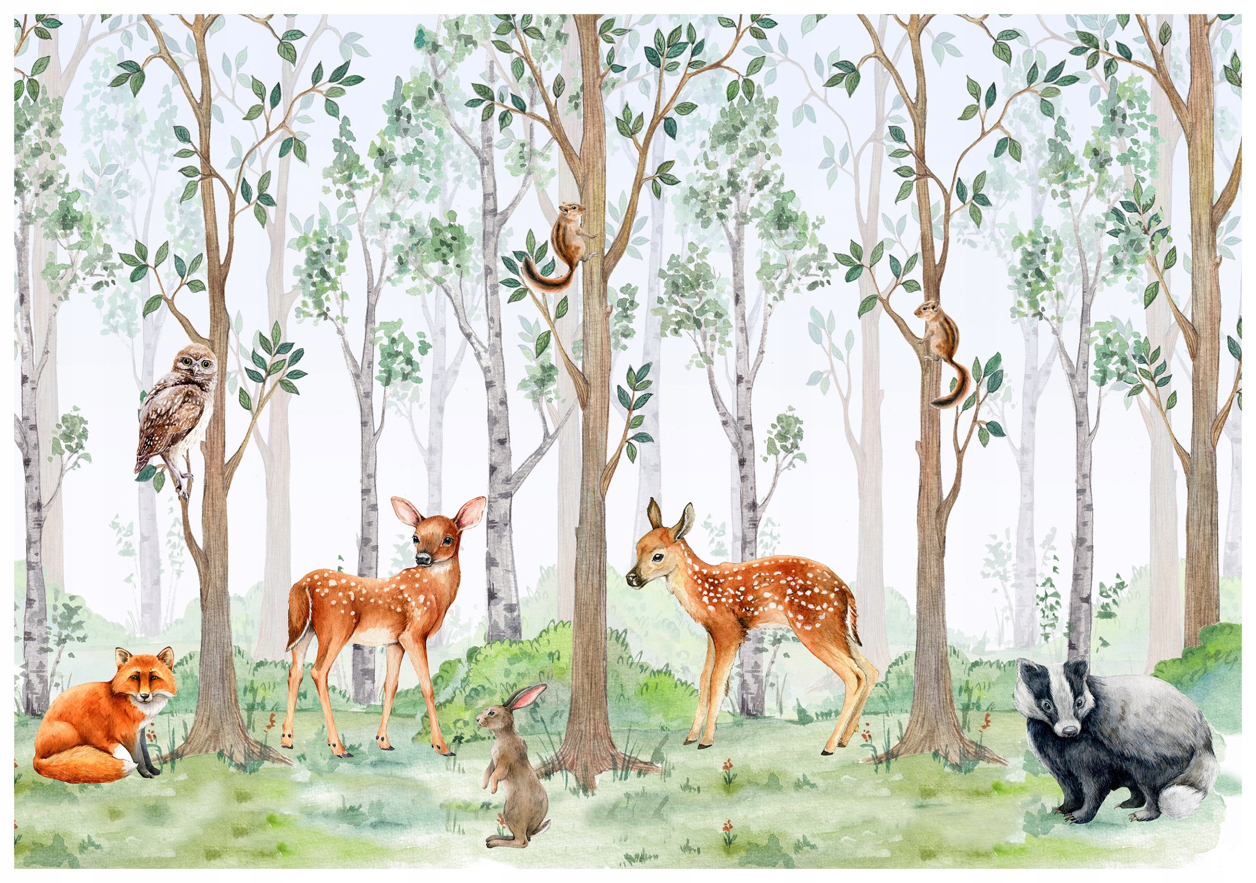Fototapeta Flizelina Les Zvířata Aquarele do dětského pokoje 150x105 lepidlo