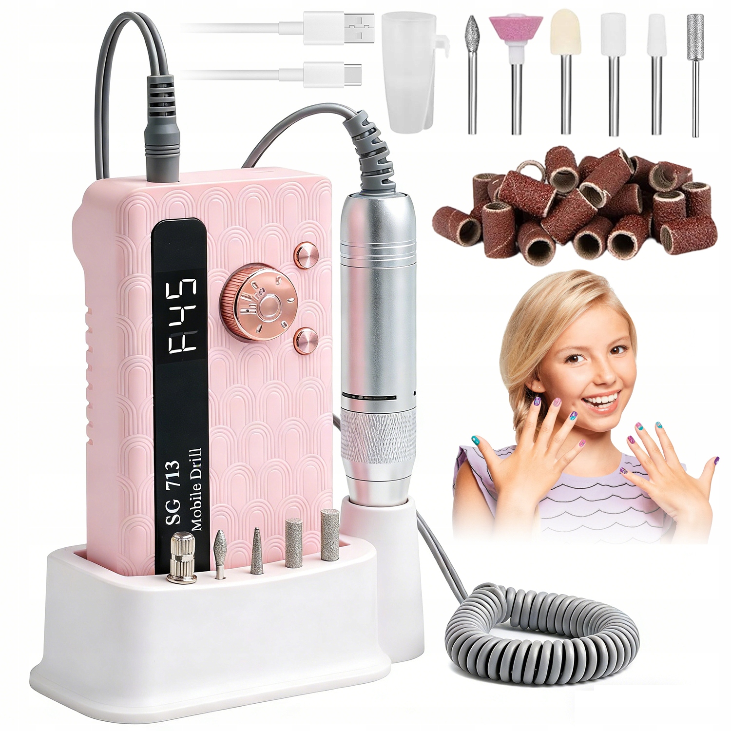 Pilník Na Nehty S Led Obrazovkou 45000 Ot/min Pro Domácí I Profesionální Použití