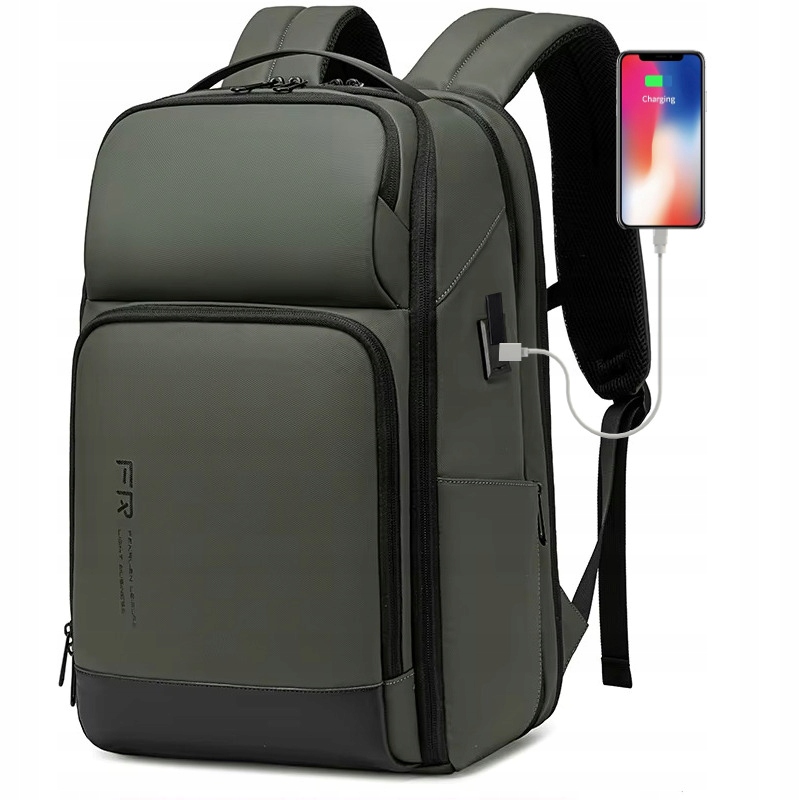 Plecak na laptopa 15,6 FRN8289 Usb bagaż podręczny wodoodporny zielony