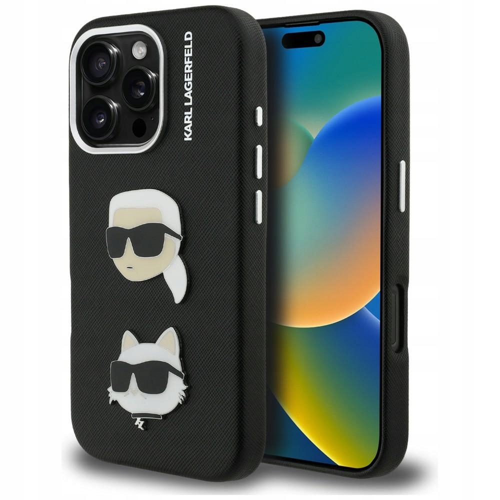 Etui Karl Lagerfeld Fw Grained Karl Choupette Heads Pins na iPhone 16 Pro