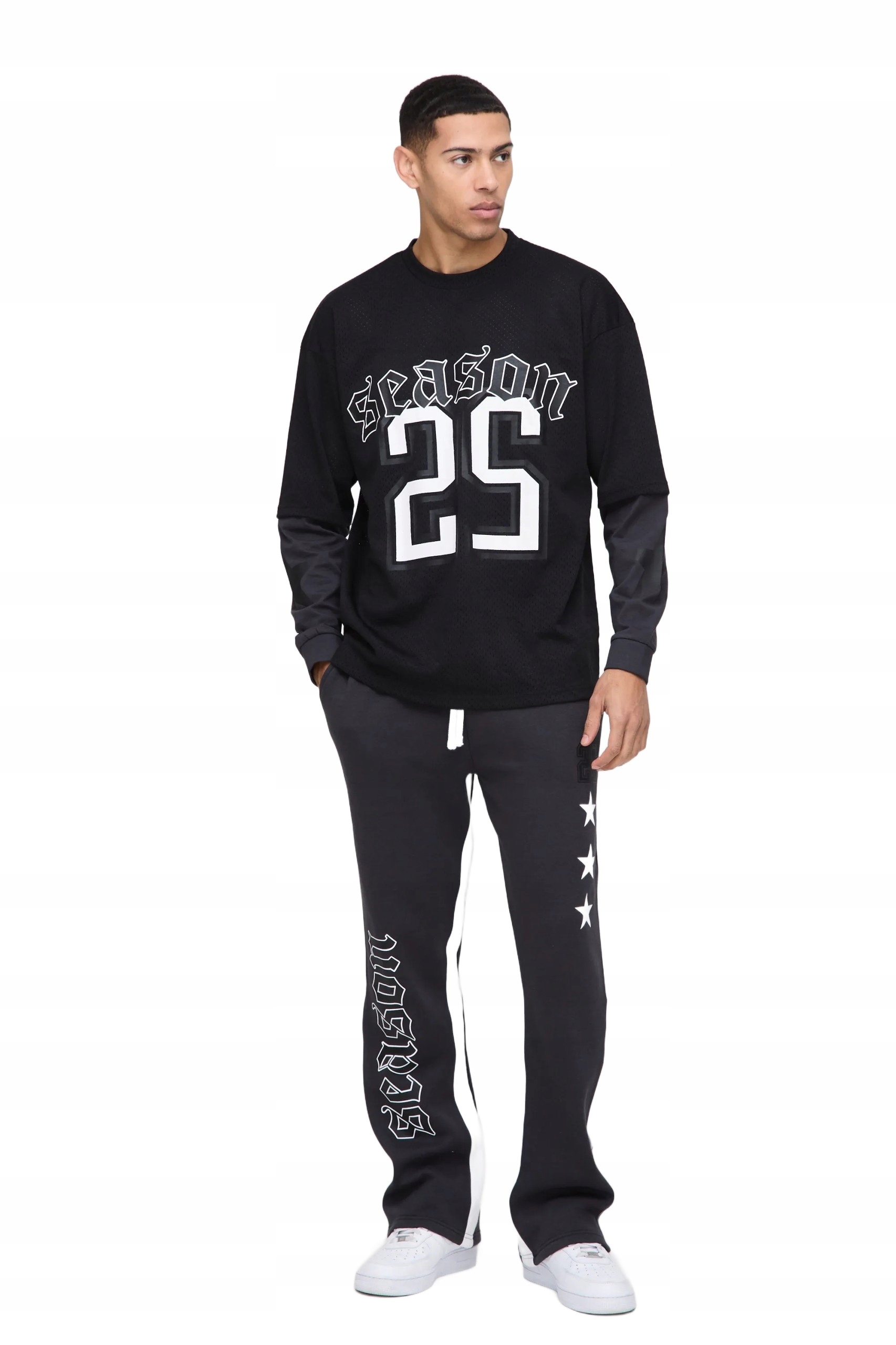 Boohooman Pánská Tepláková Souprava Černá S Potiskem Season 25 L Z3A