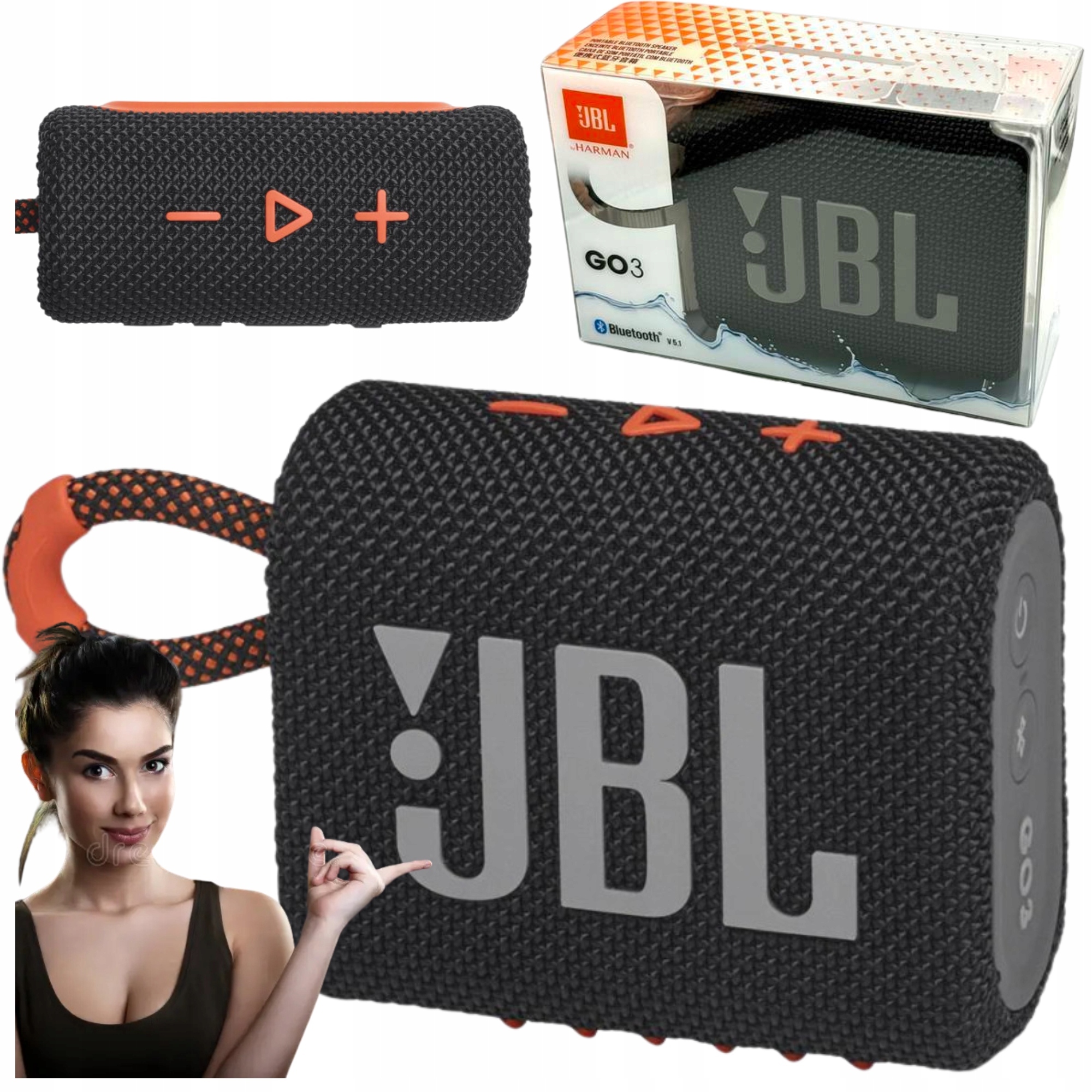 Originální přenosný reproduktor Jbl Go 3 Eco Černo oranžový 4,2 W