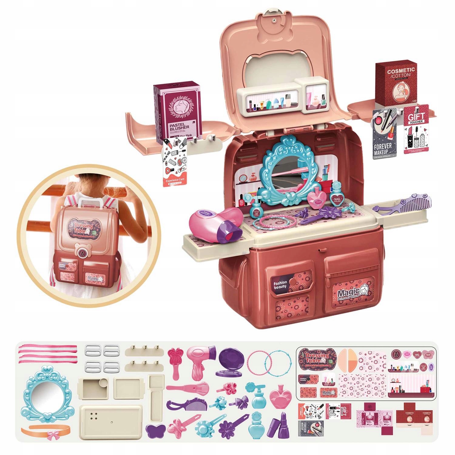 TOALETKA DLA DZIEWCZYNKI ZESTAW PIĘKNOŚCI KUFEREK Materiał plastik