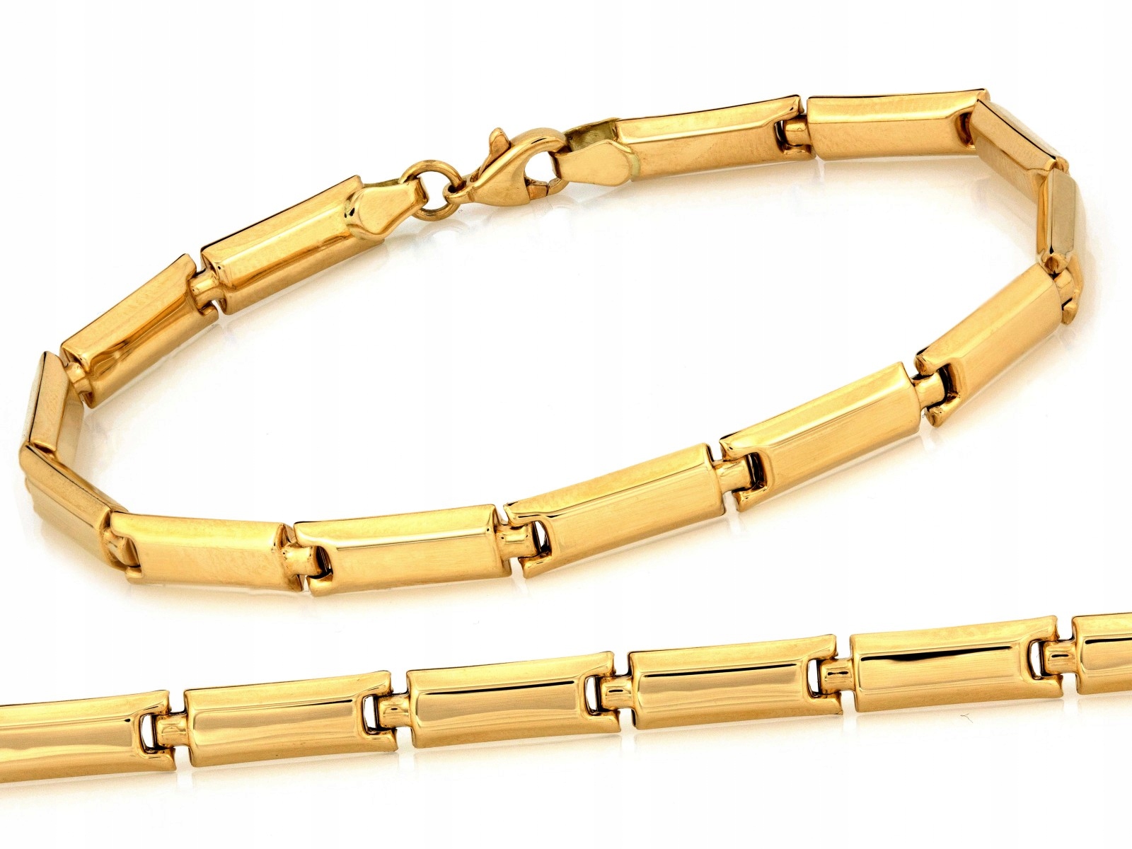 Zlatý náramek 585, podlouhlé prvky 4.25 g, šířka 5 mm, velikost 19