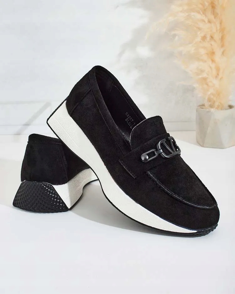 CZARNE MOKASYNY DAMSKIE ZOLI 40 Wzór dominujący bez wzoru