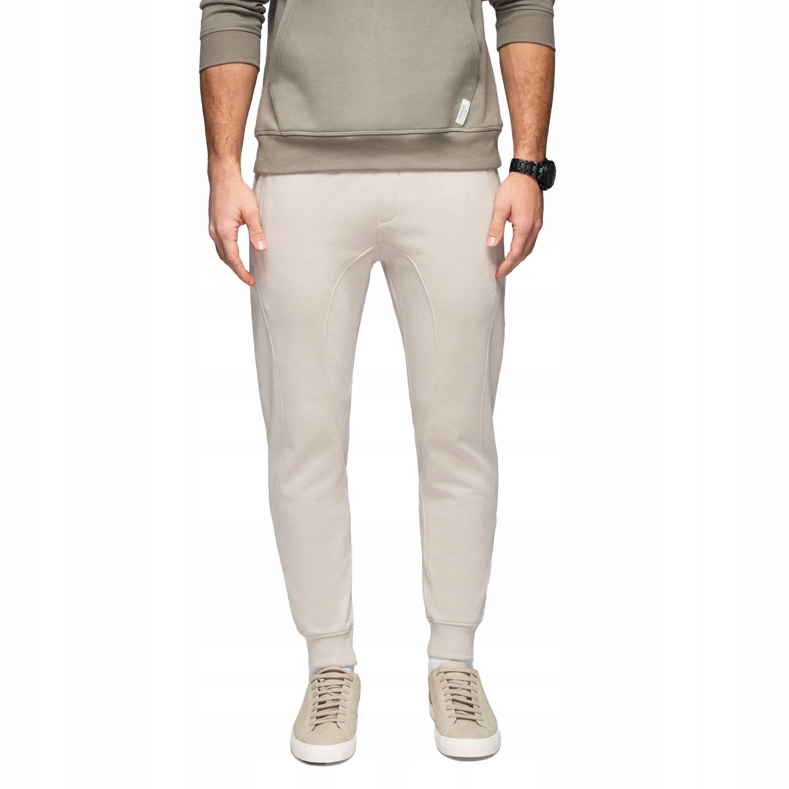 Pánské módní jogger tepláky béžové pohodlné V1 OM-PABS-0305 vel. XXL