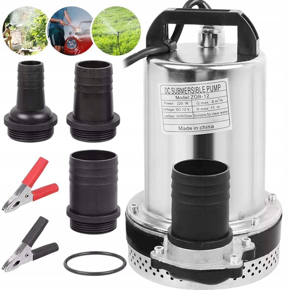 Ponorná Pumpa Na Špinavou Vodu, Beznástrojový Filtr 8000 L/h, 12 V, Mobilní