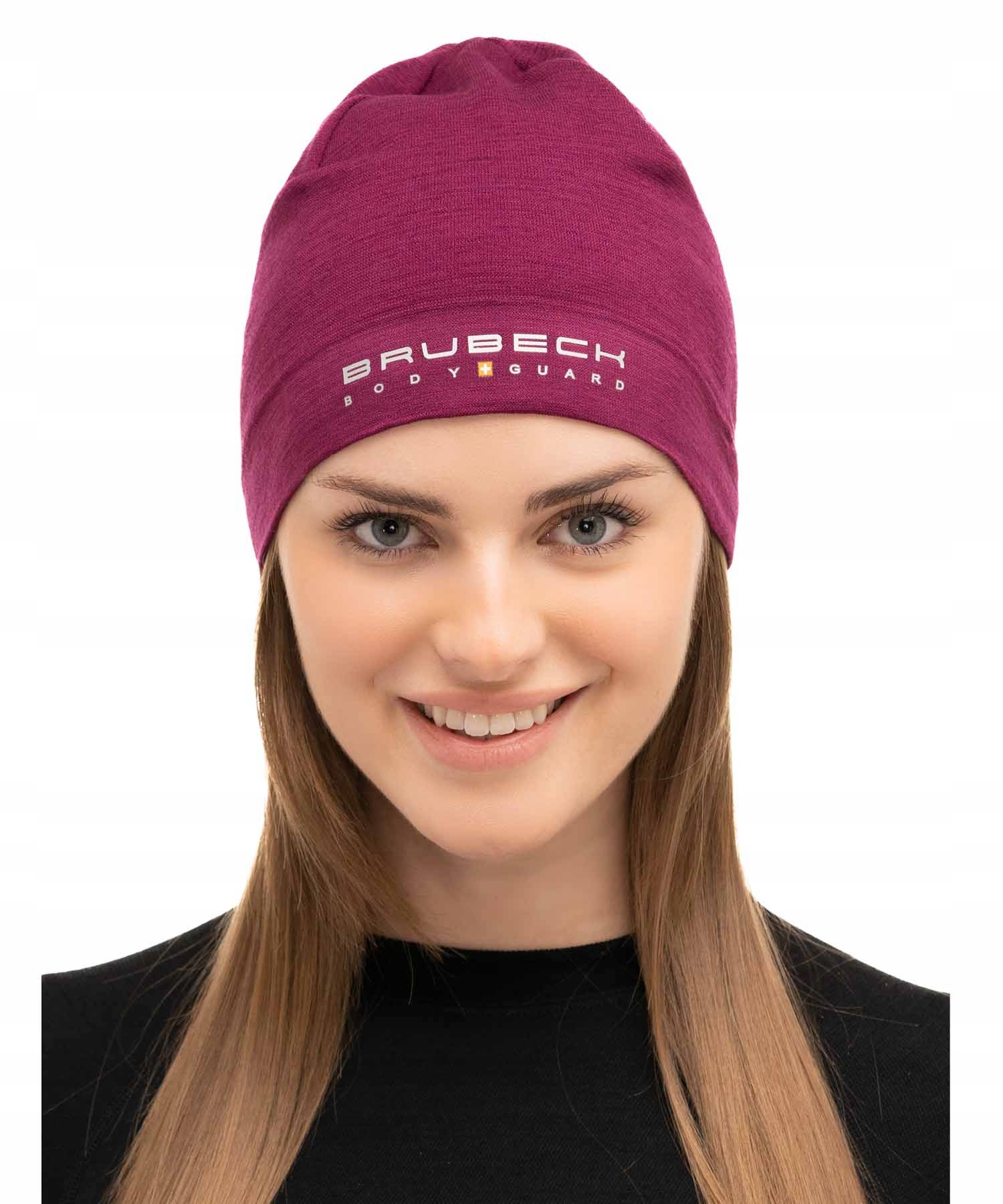 Czapka wełniana dwuwarstwowa unisex Extreme Wool Brubeck Śliwkowy S/m