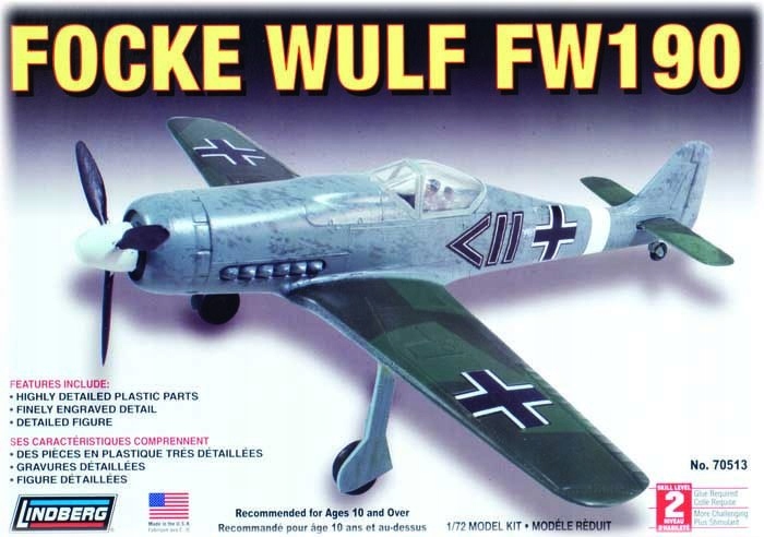 Model Plastový Na Slepení Lindberg (usa) Letadlo FW-190 Focke Wulf