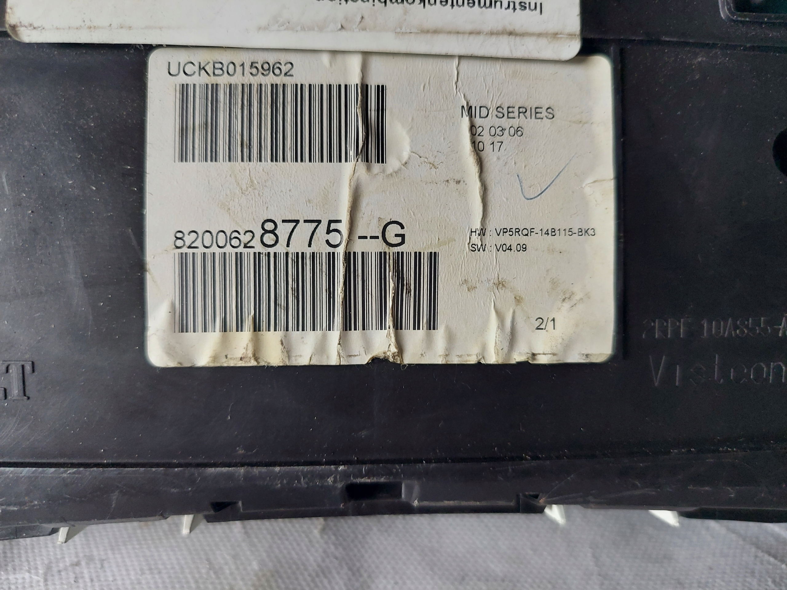 dials clock CLIO III 1.6 B 8200628775G