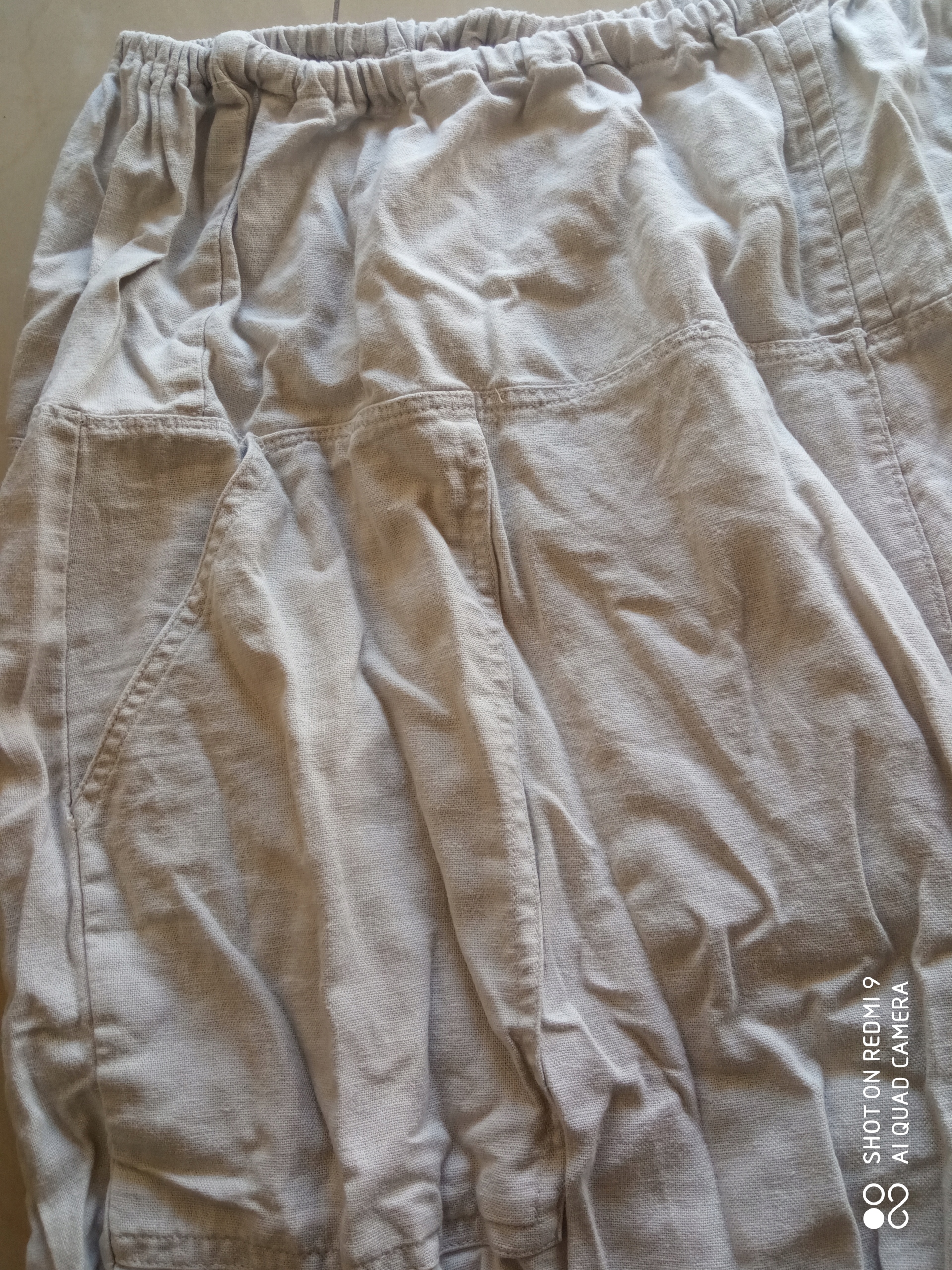 Szare spodnie kuloty len pas guma do 142cm dł 75cm Marka bez marki