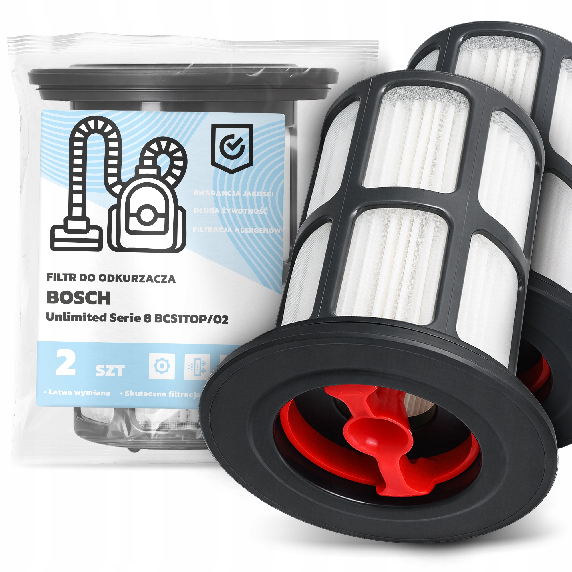 2x Filtr Do Vysavače Bosch Unlimited Serie 8 BCS1TOP/02 Hepa Filtry Em-w