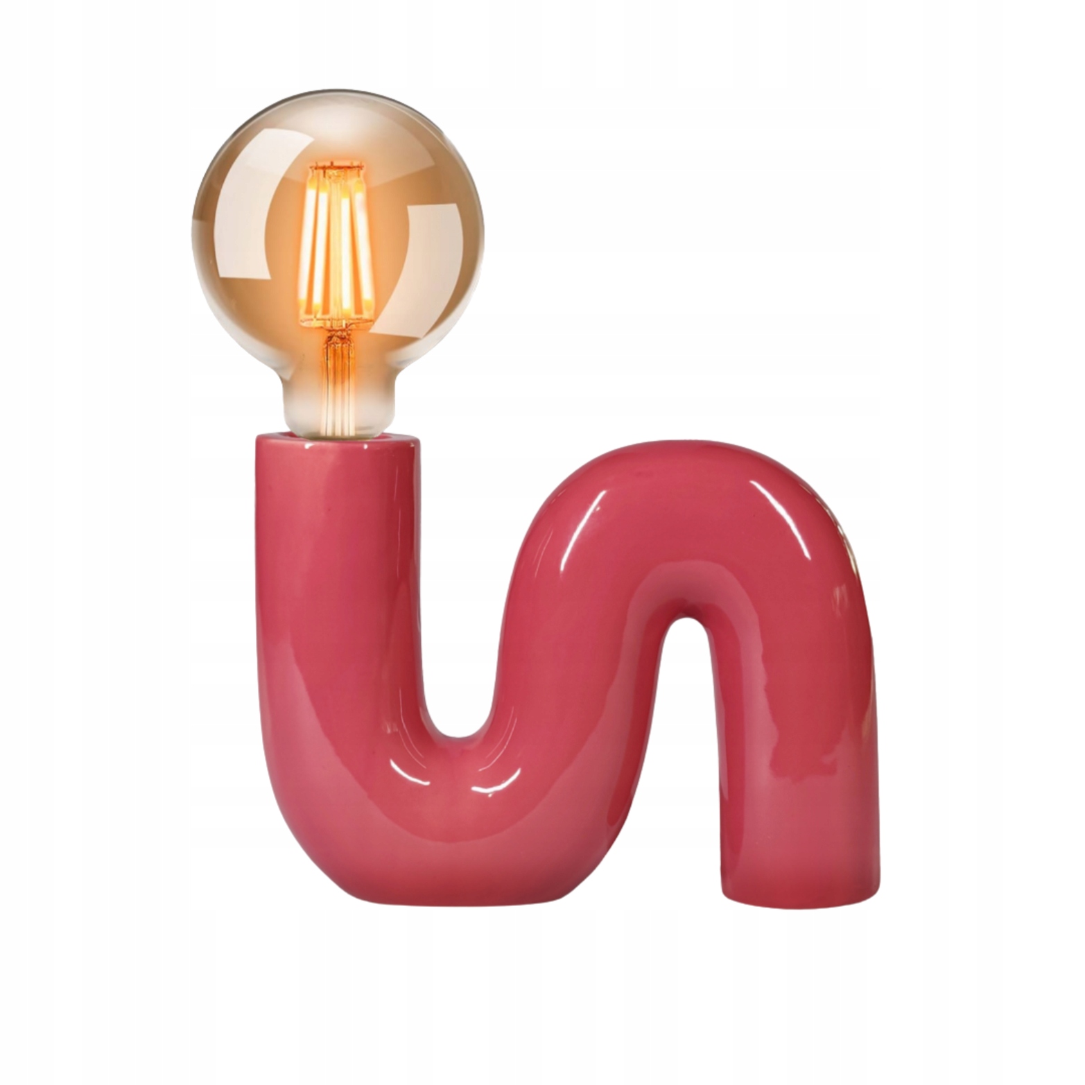 Keramická stolová lampa do obývačky a spálne červená Pop Serpent