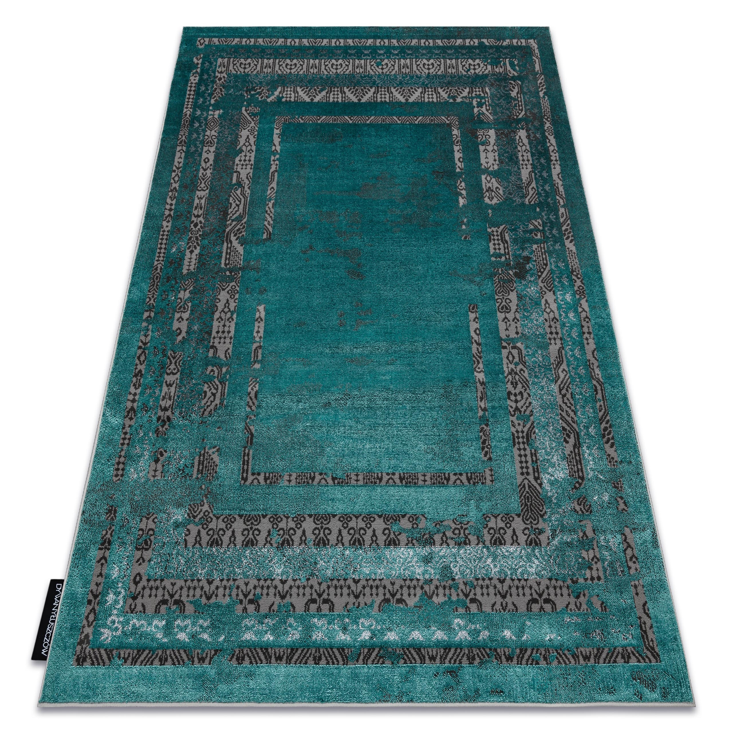 Dywan Glamour 200x290 Ramka zielony/szary #GR4630
